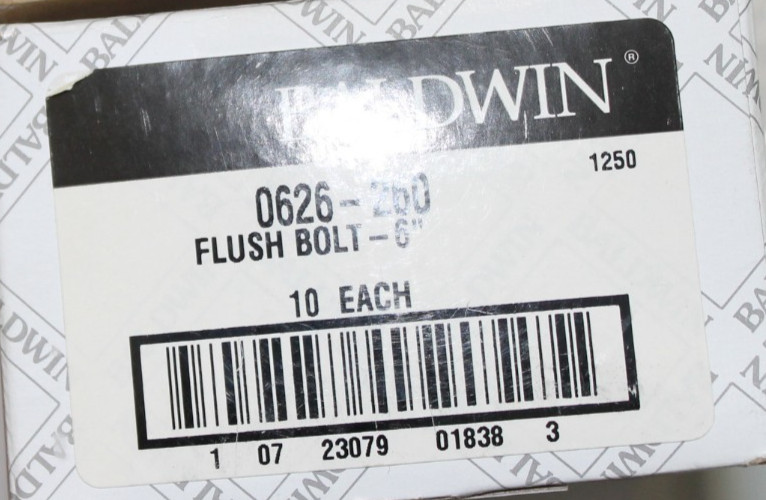 Baldwin “Baldwin Hardware” 0626-260 Door Flush Bolt 6″ – Polished Chrome- NEW!!!