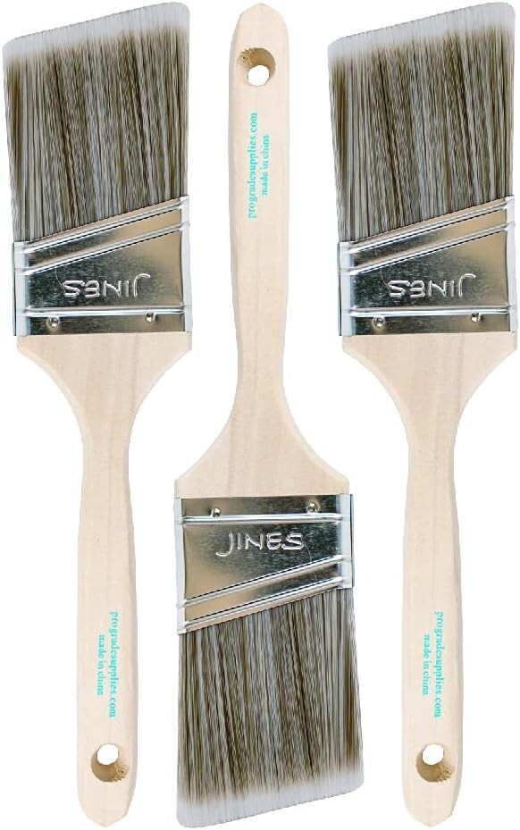 3 Pack – 2.5″ Angle Sash Brushes for All Latex and Oil Paints & Stains