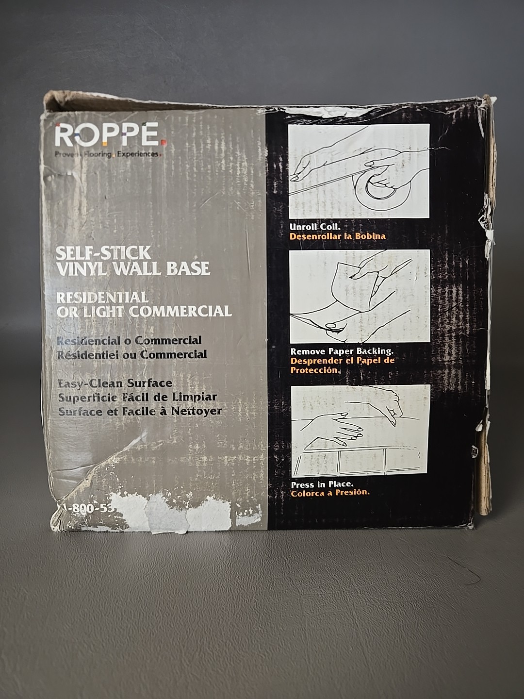 NEW Roppe 4 In. x 20 Ft. Roll Almond Vinyl Self-Stick Wall Cove Base HC40C53S184