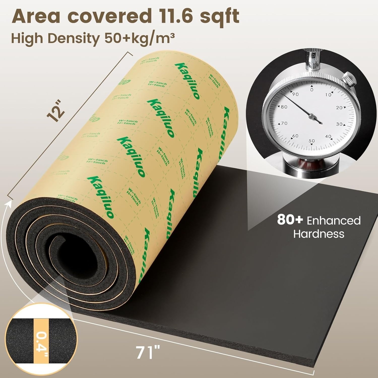 Self-Adhesive Sound Deadener Insulation High Density 0.4in Thick, 5.8 Sqft 2Pack