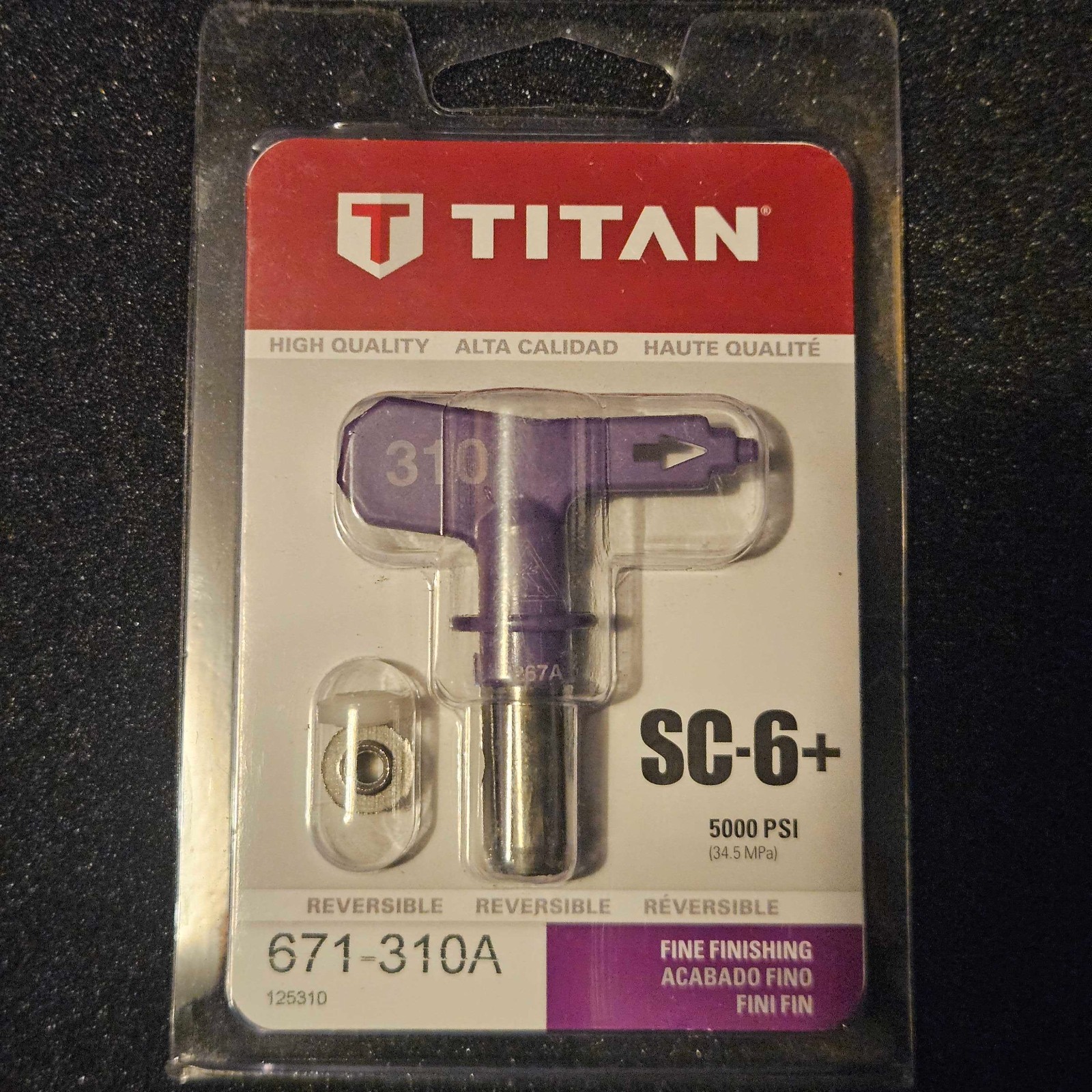 Titan Reversible Fine Finishing Spray Tip 671-310A SC-6 5000 PSI 34.5