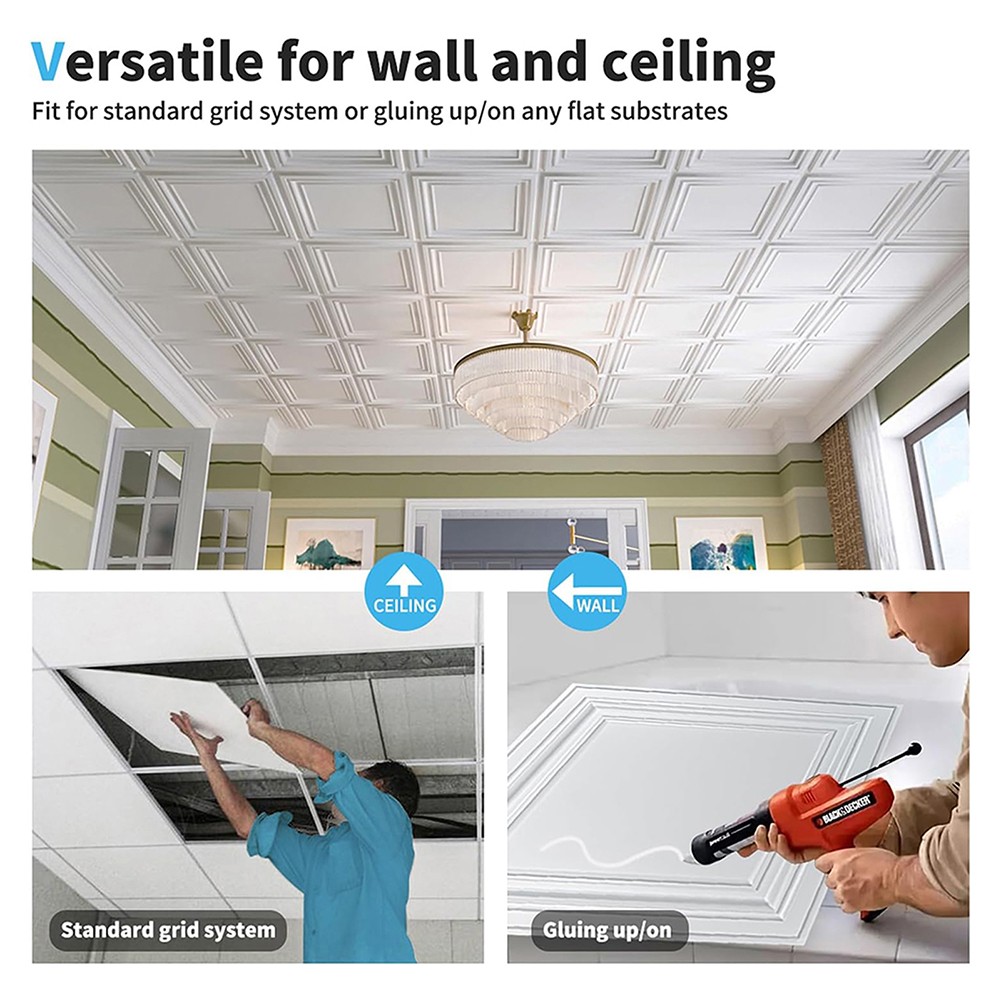 PVC WHITE Drop Ceiling Tiles Decorative for Kitchen,Living Room,Office and Home
