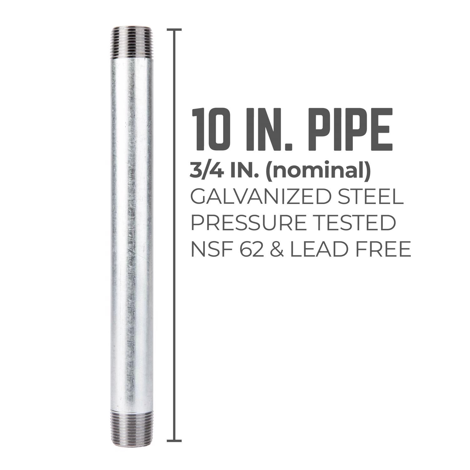 BK Products 564-100HN Galvanized Steel Nipple 3/4×3/4 MIP Dia. in. (Pack of 10)