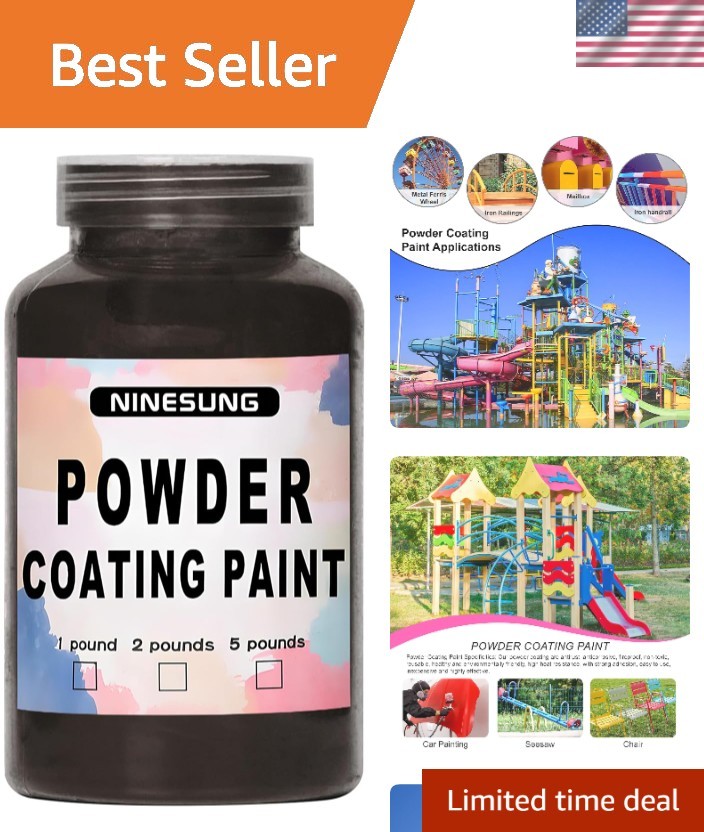 8 Ounce Black Powder Coating Paint for Metal Surfaces – Chip and Rust Resistant