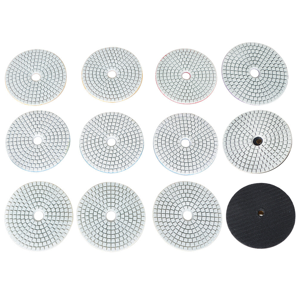 12 PCS Diamond Polishing Pads Wet Dry 4 Inch Set Kit For Granite Concrete Marble