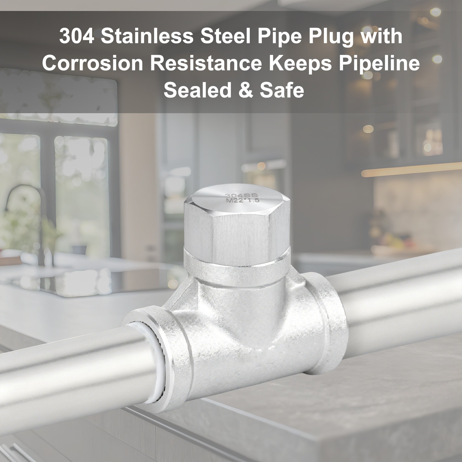2-Pack Hex End Cap, M22*1.5 m Female Thread Pipe Fitting