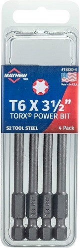 Mayhew 19330-4 – T6 x 3.5″ TORX® Power Bit, 4 Pack – 1EA