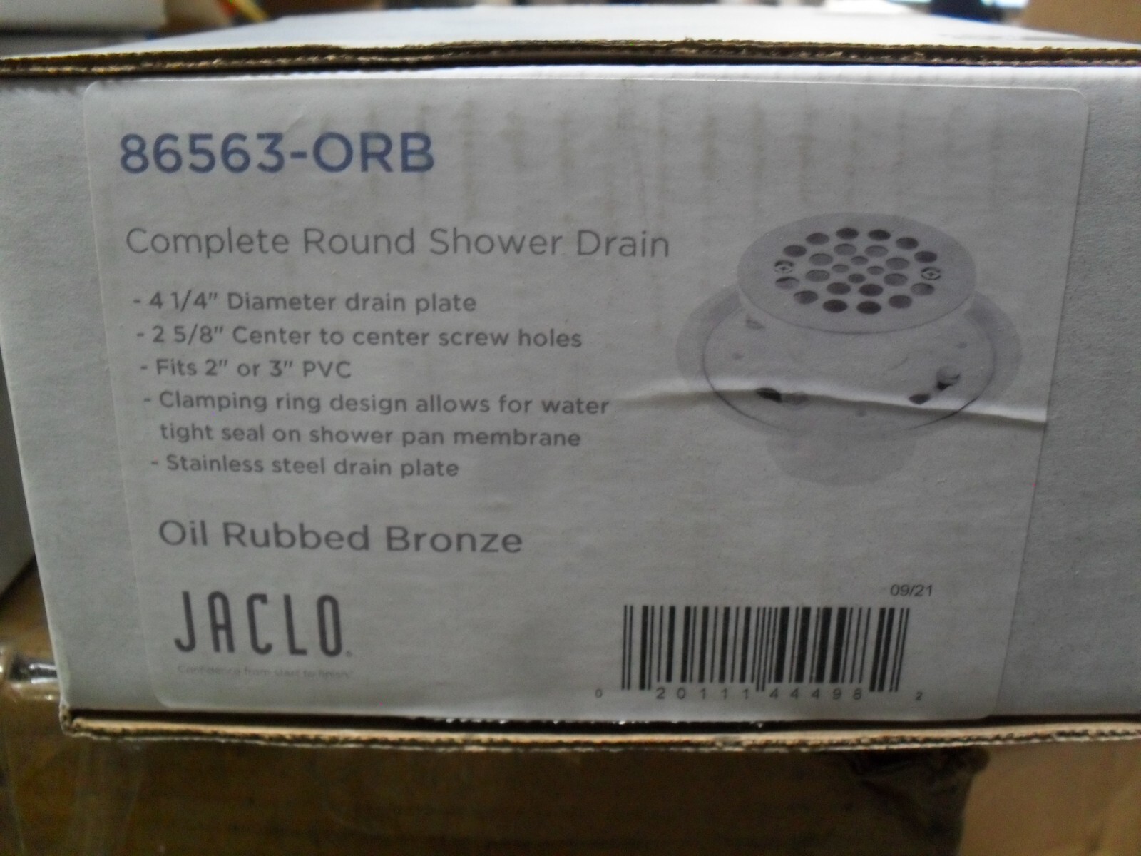 Jaclo 86563-ORB Complete round Shower drain Oil Rubbed Bronze