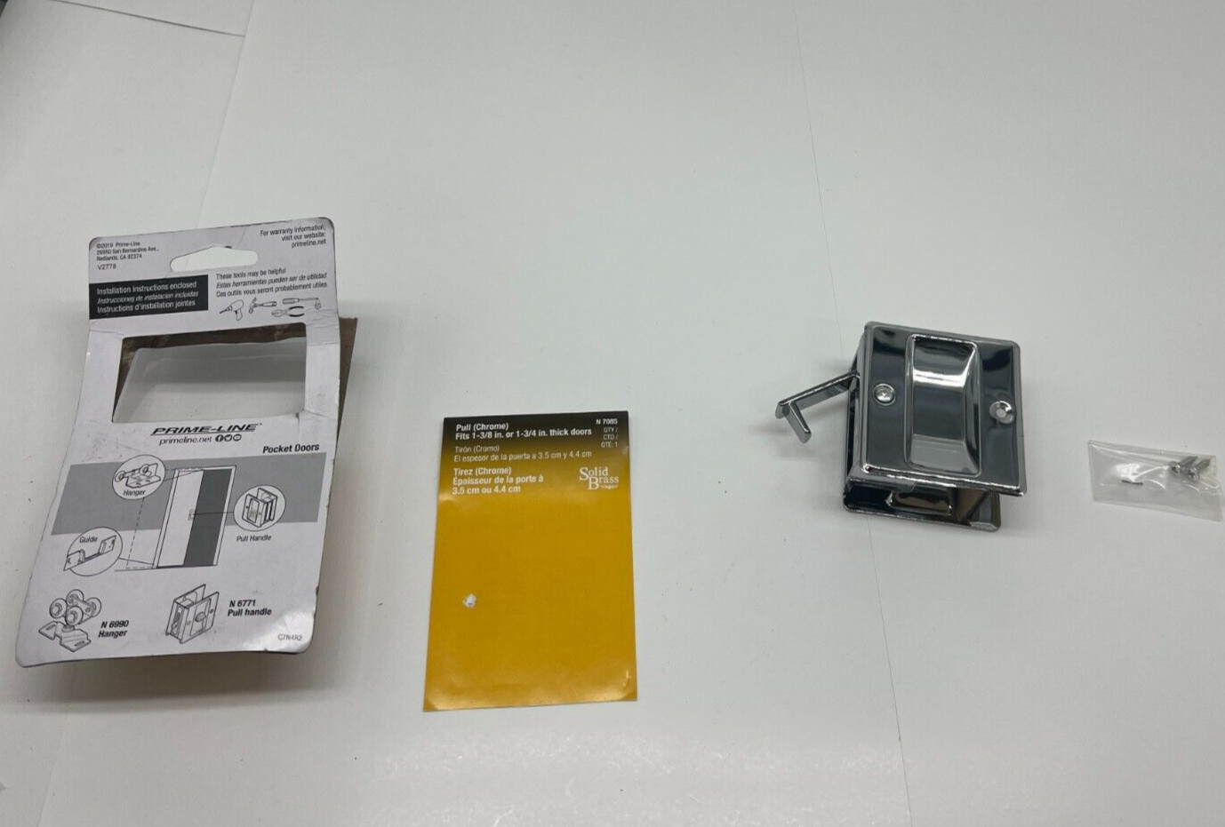 (QTY 2) Prime-Line Chrome Plated Pocket Door Passage Pull Model # N7085