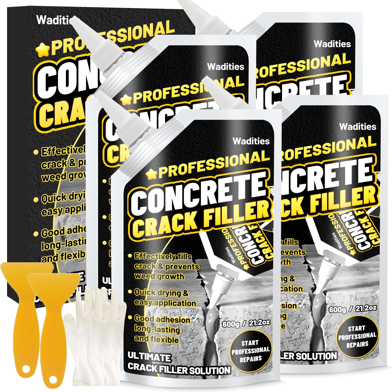 Concrete Crack Filler, 5.3LB High Elasticity Self Leveling Cement Crack Fille…