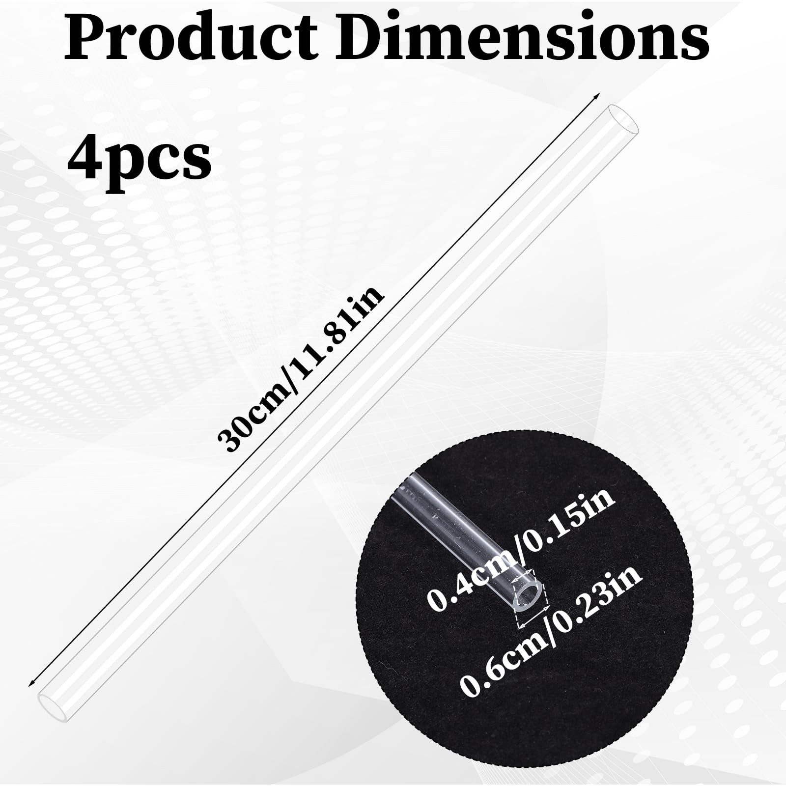 4 PCS Plastic Pipe, Clear Rigid Tubing Length 12 inches,