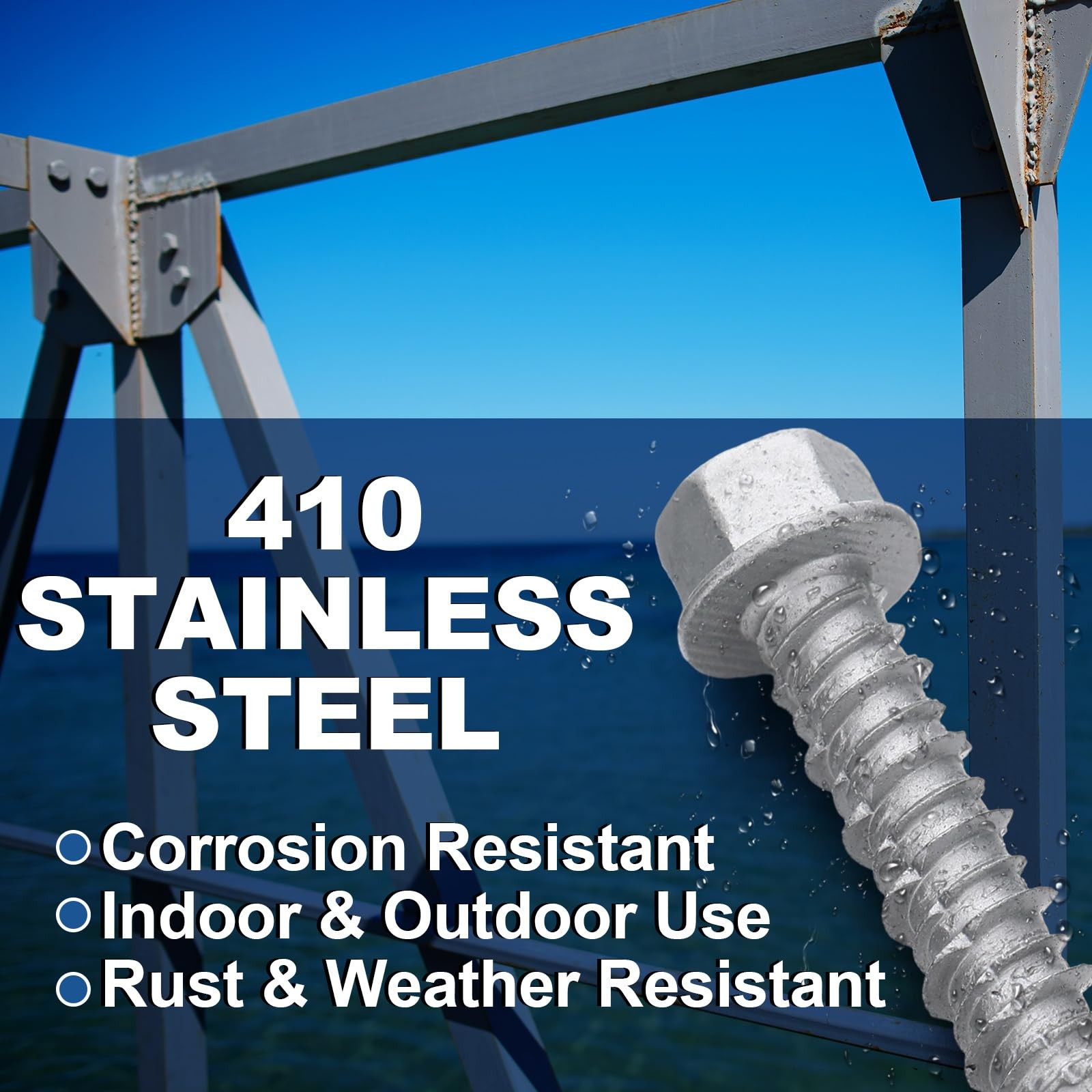 Tandefio 100 Pcs 1/4″ x 1-1/4″ 410 Stainless Steel Hex 1-1/4″, Silver