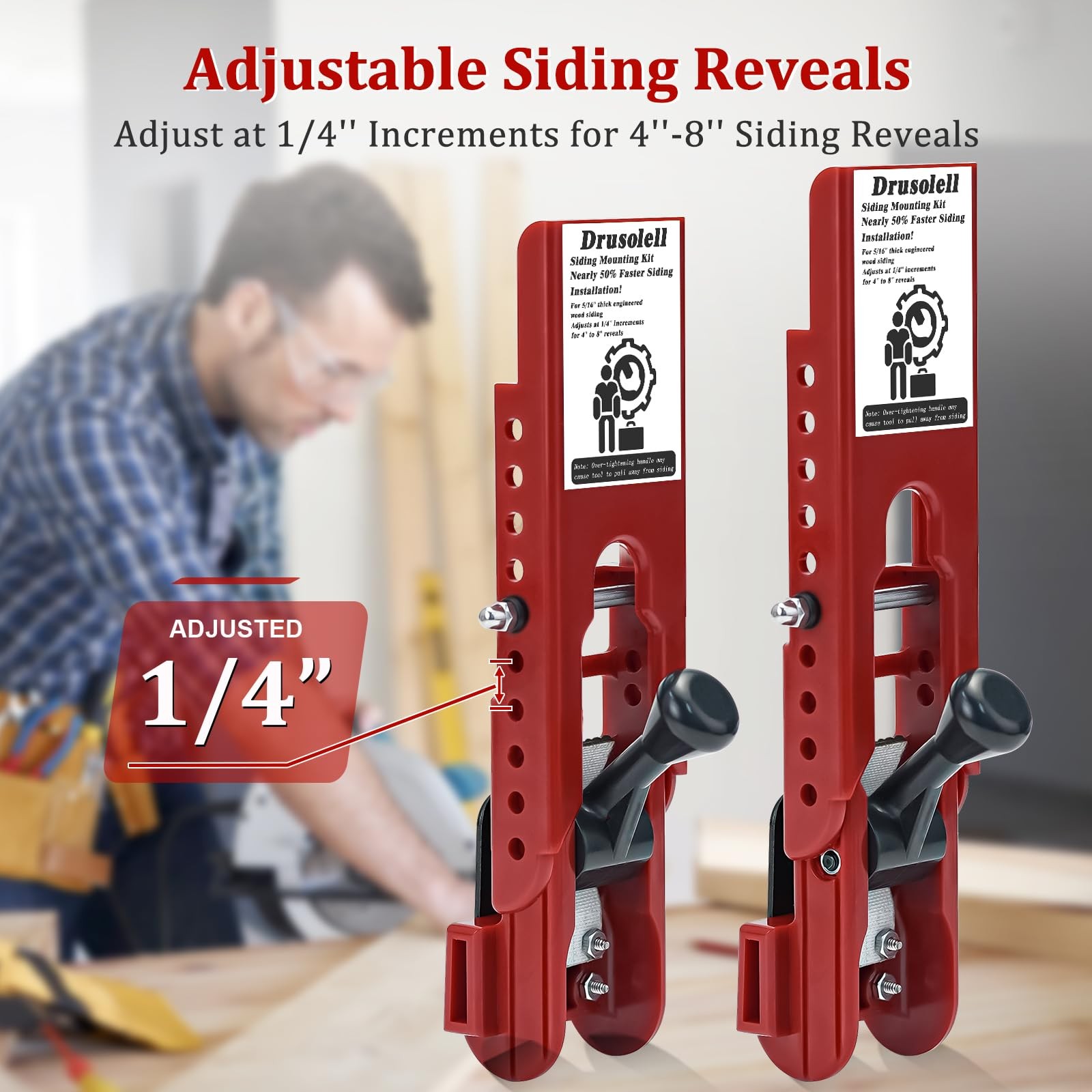 Drusolell Siding Installation Tools, Mounting Kit with 5/16 Inch, red
