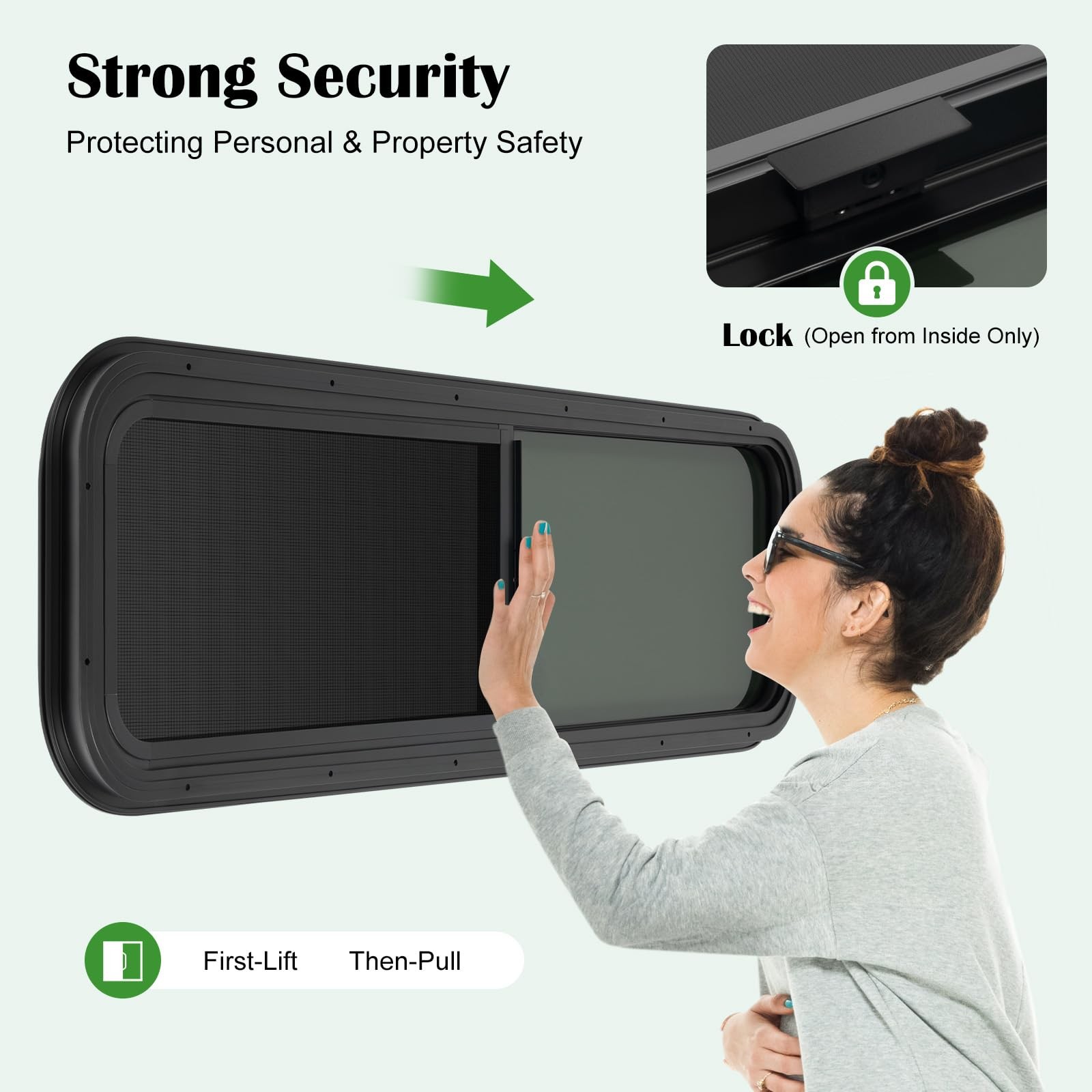 RV Window Teardrop 42×12 Horizontal Sliding Replacement Glass for Camper