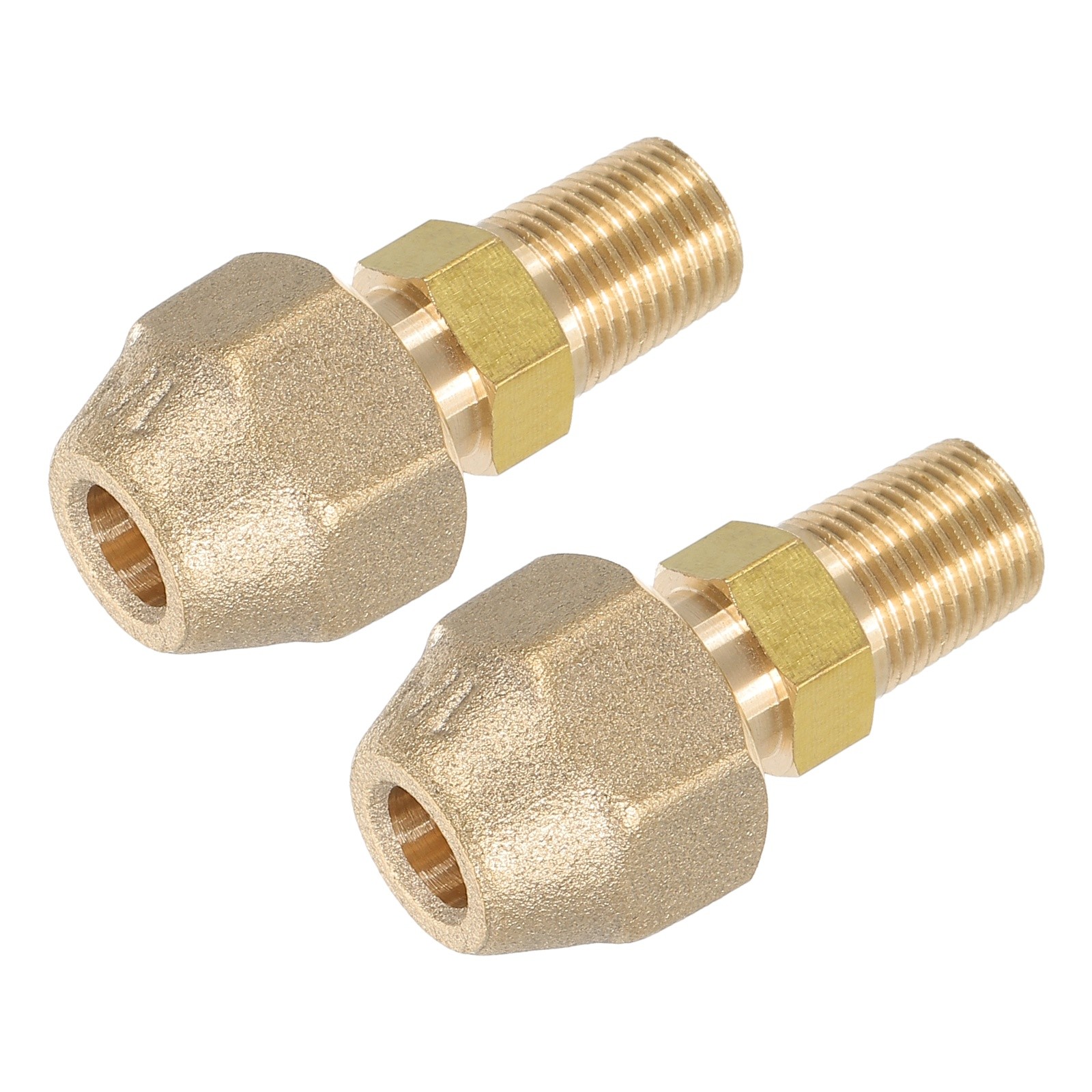 2 Pcs Brass Pipe Fitting 1/4SAE Flare x 1/8NPT Male Thread with Nuts