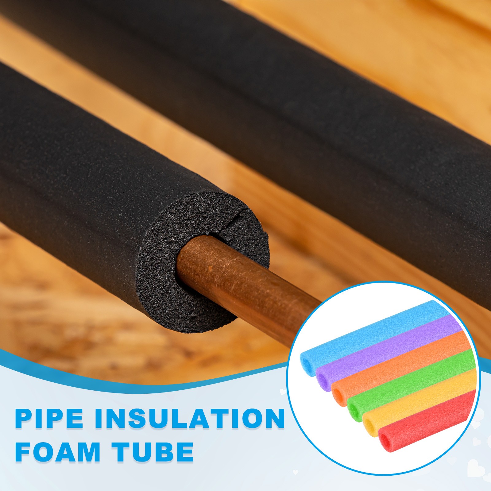 1-1/4″(32mm)IDx3.3FTx2.05″ Pipe Insulation Foam Tube Pool Noodles Rose Red
