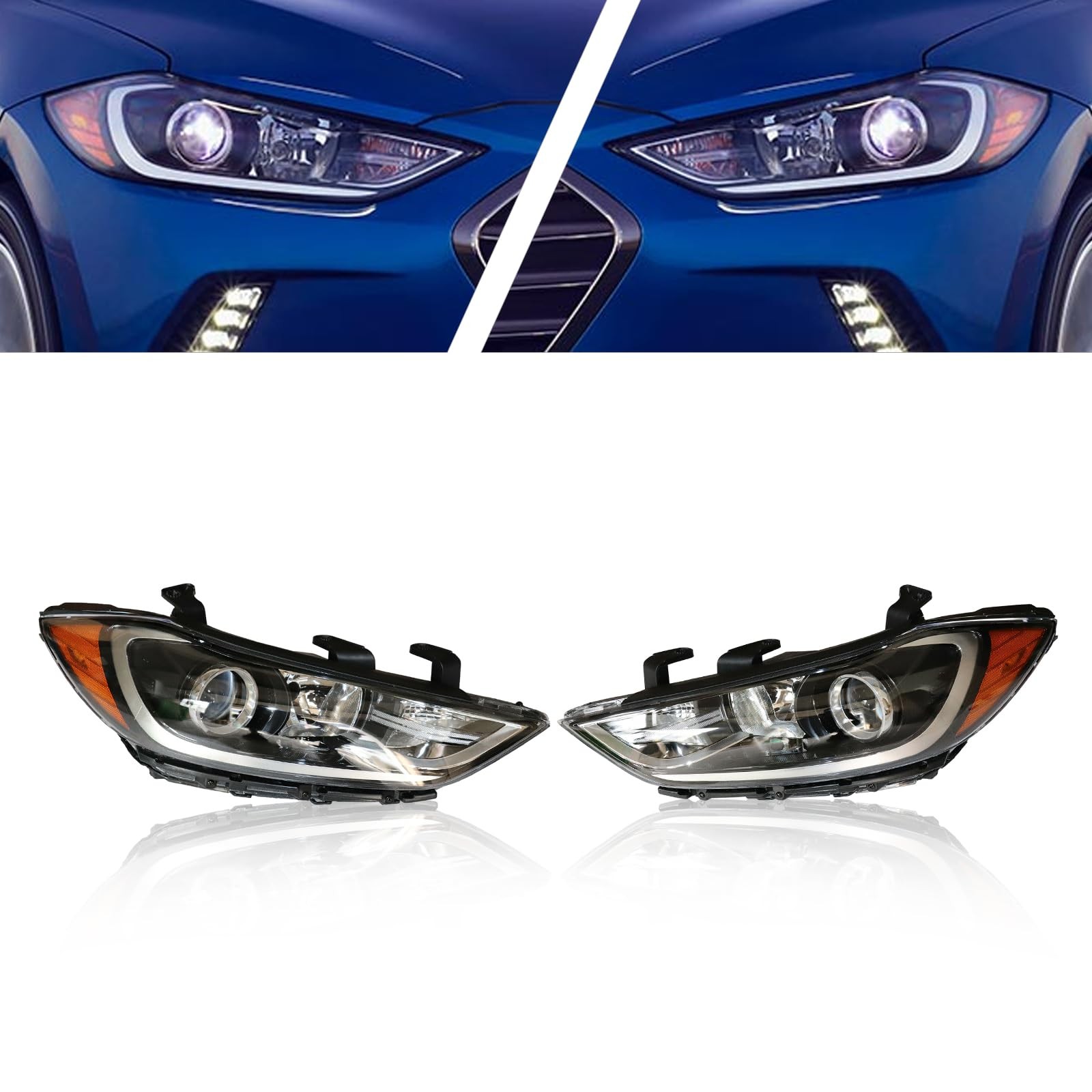 2017-2018 Elantra Sedan Right Halogen Headlight Direct Replacement Excl GT Sport
