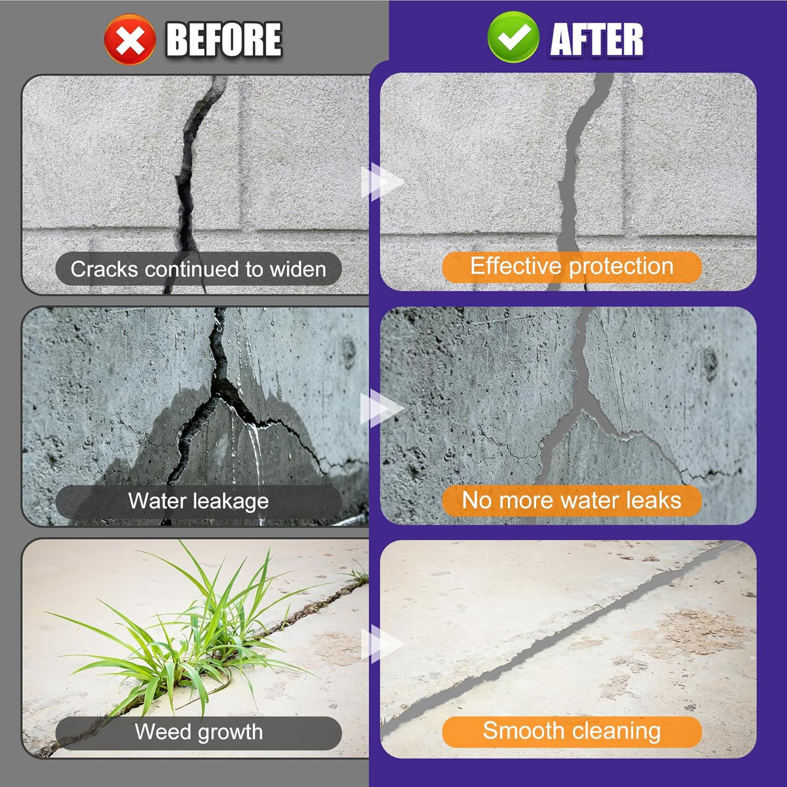 Concrete Crack Filler 1.1 lb Gray Self Leveling Cement Repair Kit for Driveway