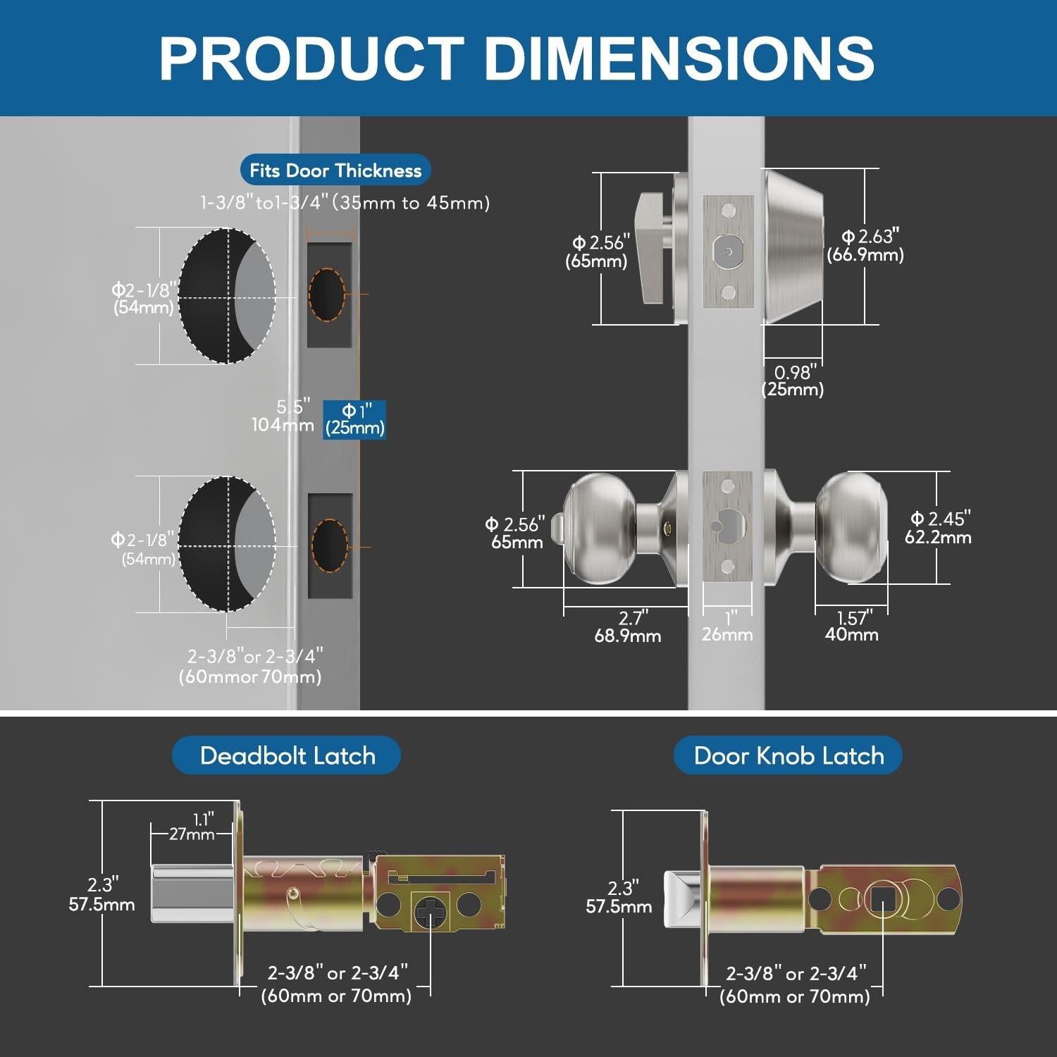 2 Set All Keyed Same Entry Door Knobs and Single Cylinder Deadbolt Combo Set …
