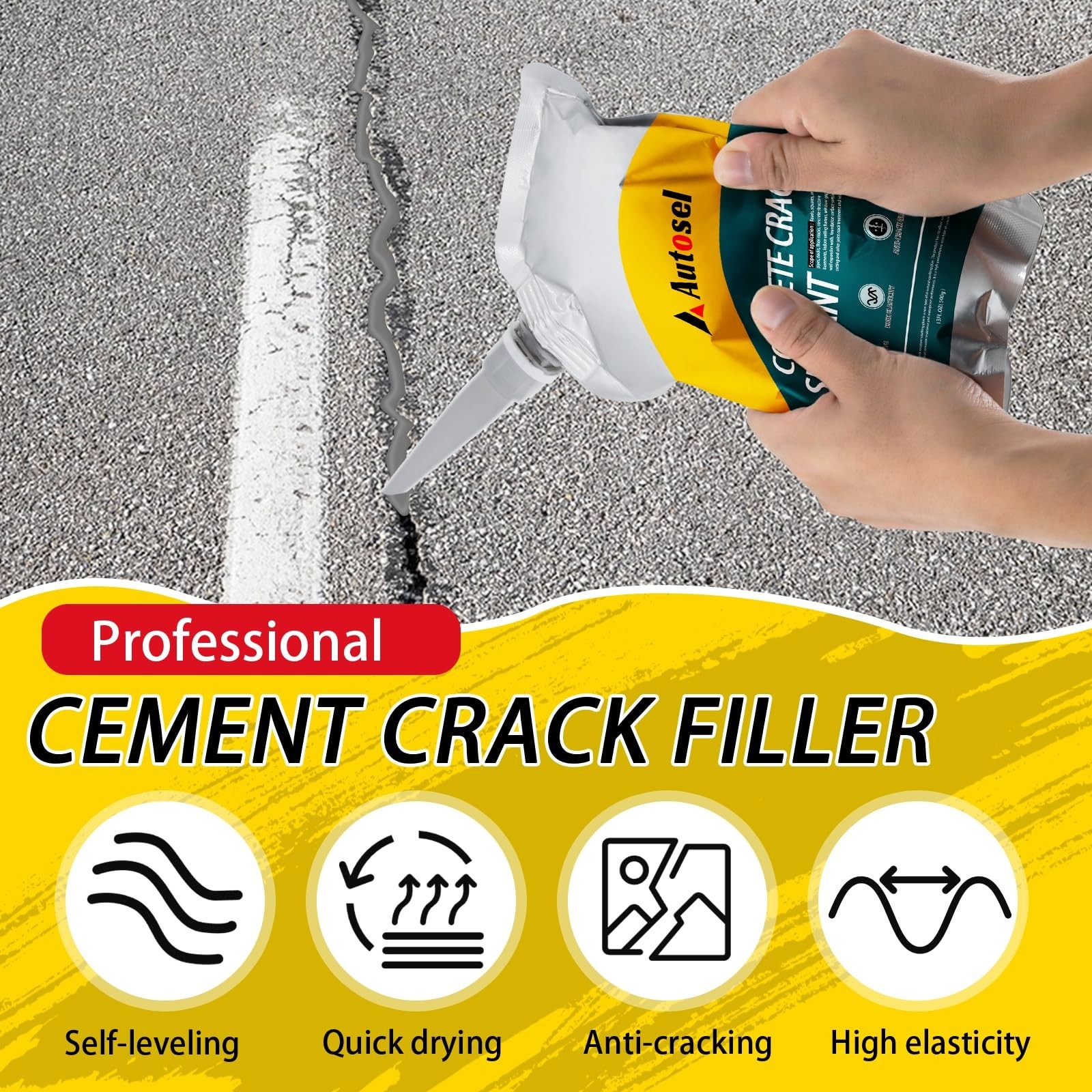 Concrete Crack Filler, Self-Leveling Cement Crack Filler, Fast-Drying Waterpr…