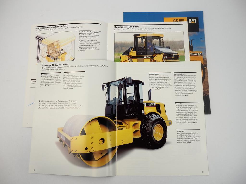 3 Brochures Caterpillar CAT CB544 CS563 CP563 D Rollers 1994/2000