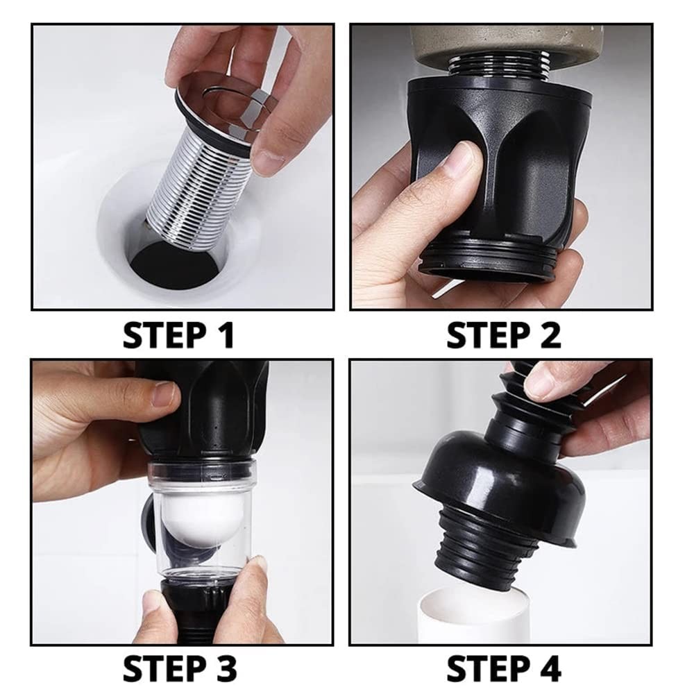 Bathroom Sink Drain Kit with Flexible Expandable P-Trap Pipe cool black