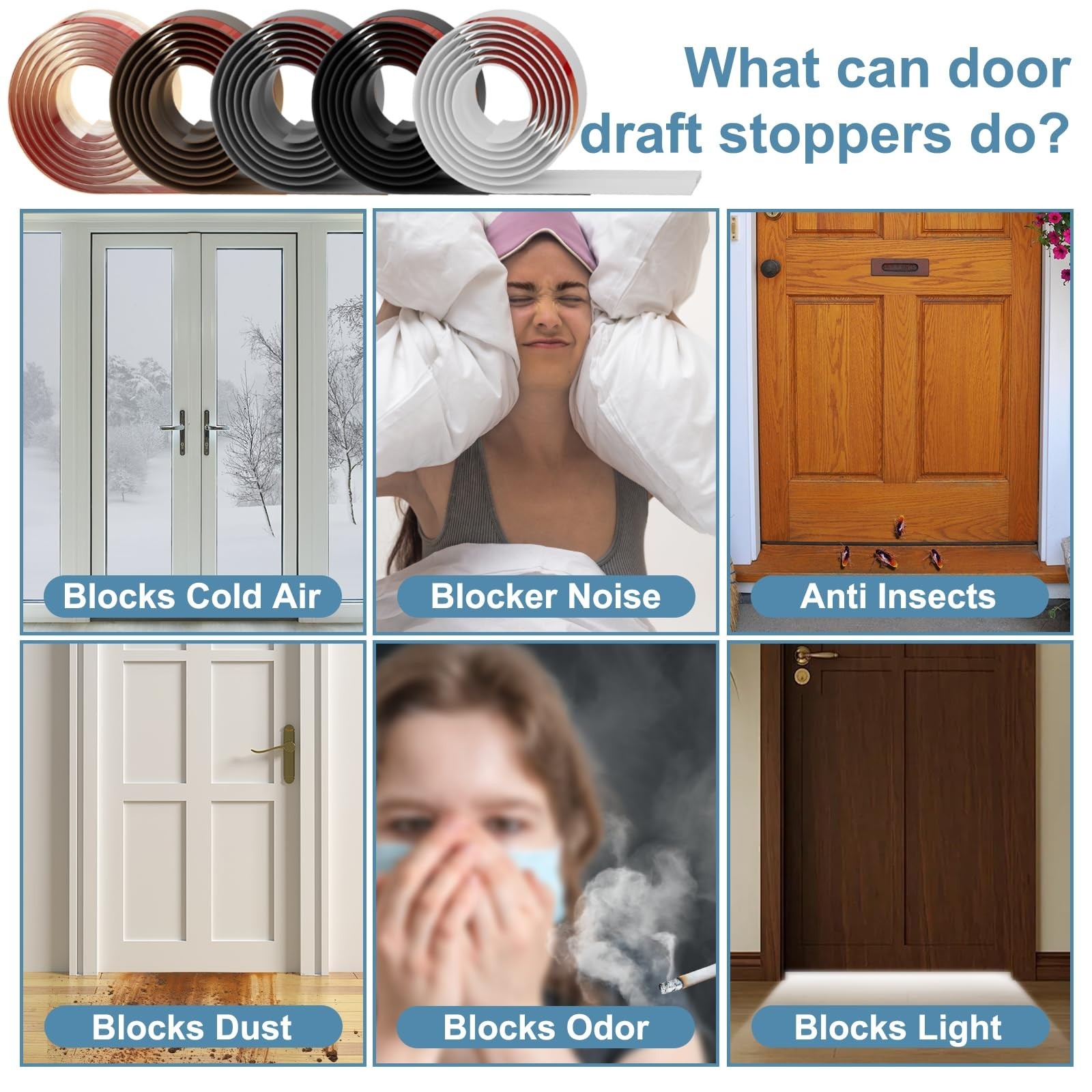 Door Draft Stopper, Adjustable Door Sweep for Bottom of Door, Under Door Gap …