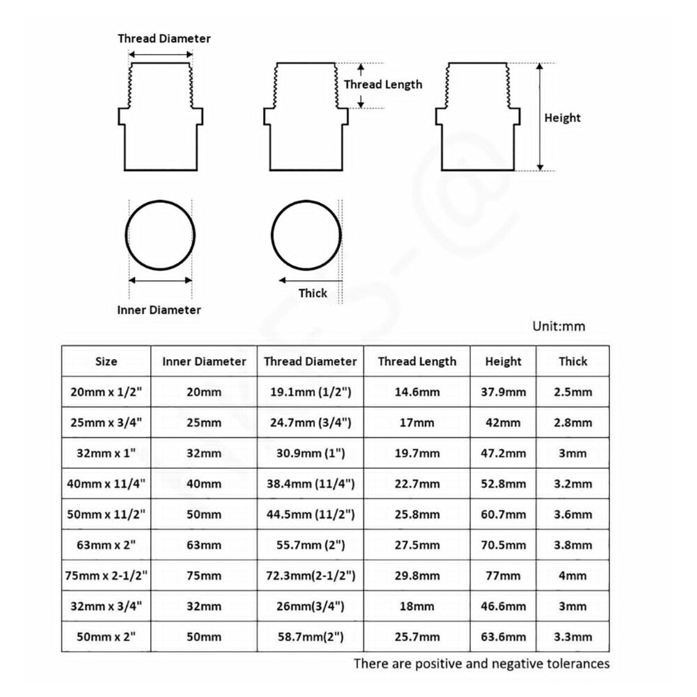 PVC Plain Socket External Threaded Adaptor 20mm:1/2″ – 110mm:4″ Plumbing sockets
