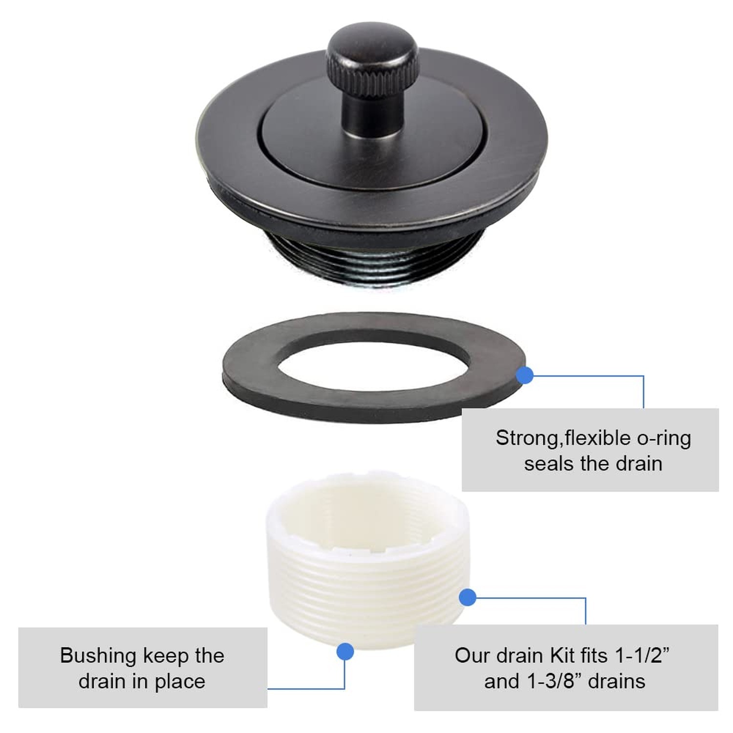 Lift and Turn Tub Drain Twist Trim Kit with Single-Hole Overflow Faceplate an…