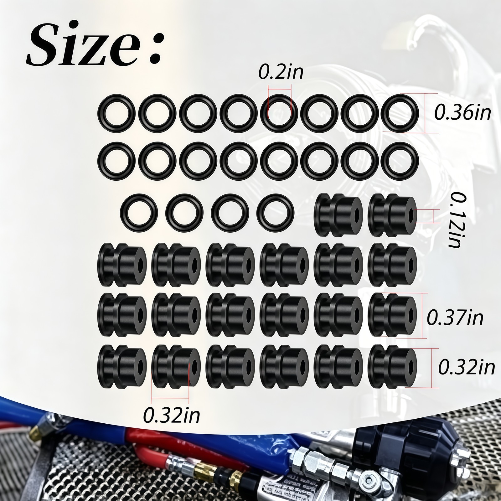 249990 246348 For Fusion Air Purge AP Spray Gun 20PCS Side Seals Kit Black