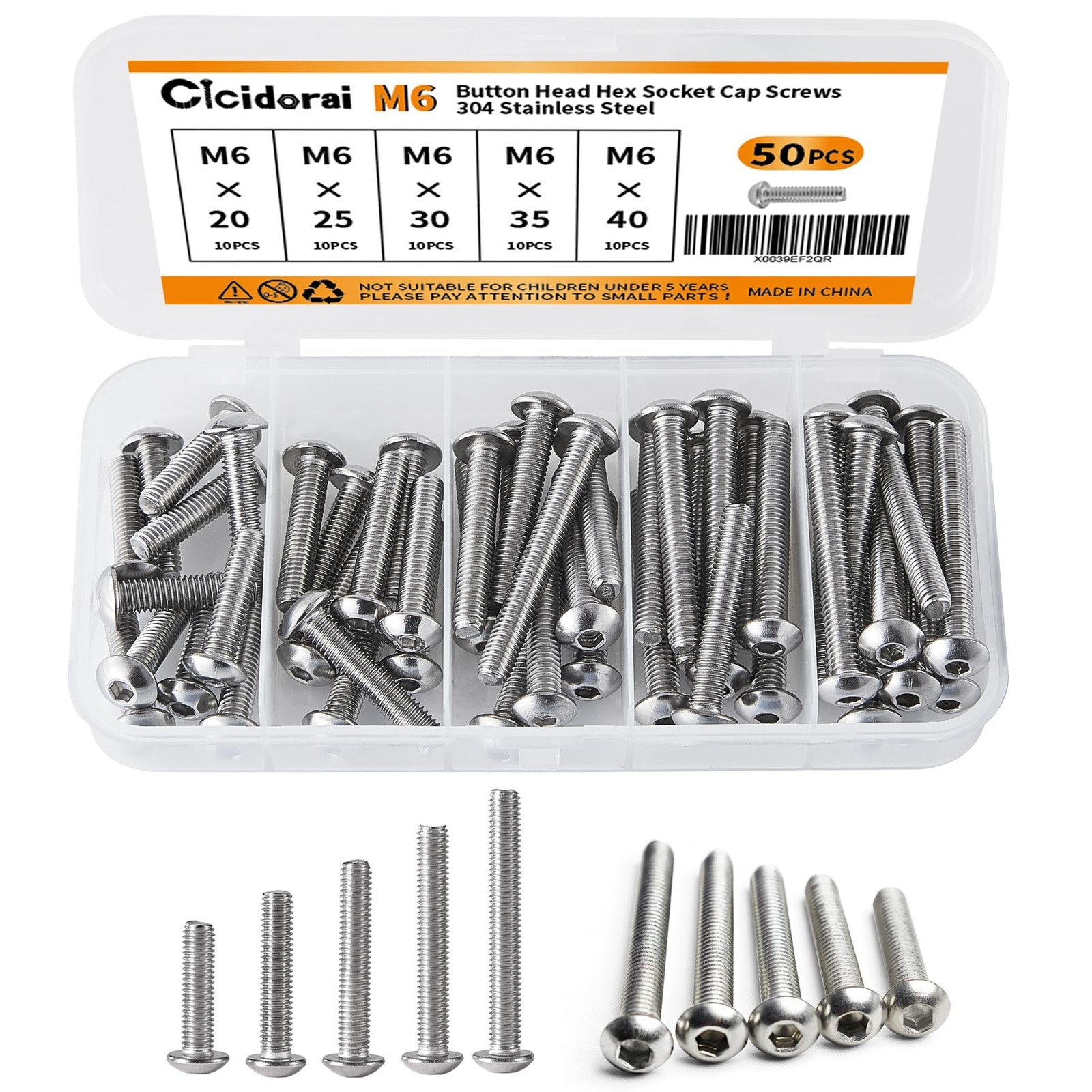 M6 x 20mm 25mm 30mm 35mm 40mm Button Head Socket Cap Screws Bolts, Stainless …
