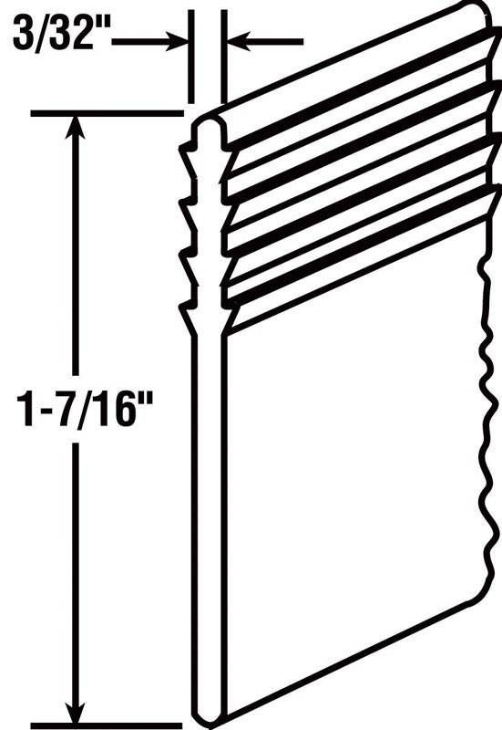Prime-Line 194239 Clear Vinyl Frameless Shower Door Sweep 37 L x 6.4 H in.