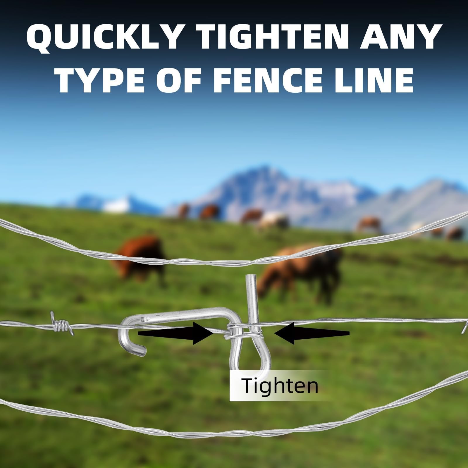 Fence Wire Tightener with Bag, 1/4″ 20Pcs 6mm20Pcs+Tightener Handle