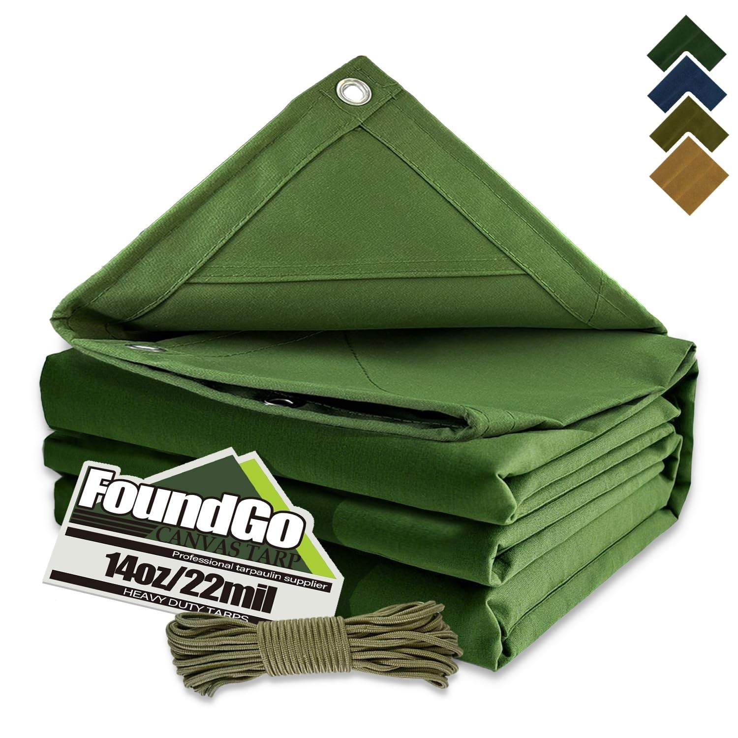 FoundGo Canvas Tarp 16×26 ft Heavy Duty Waterresistant Tarps with Grommets, U…