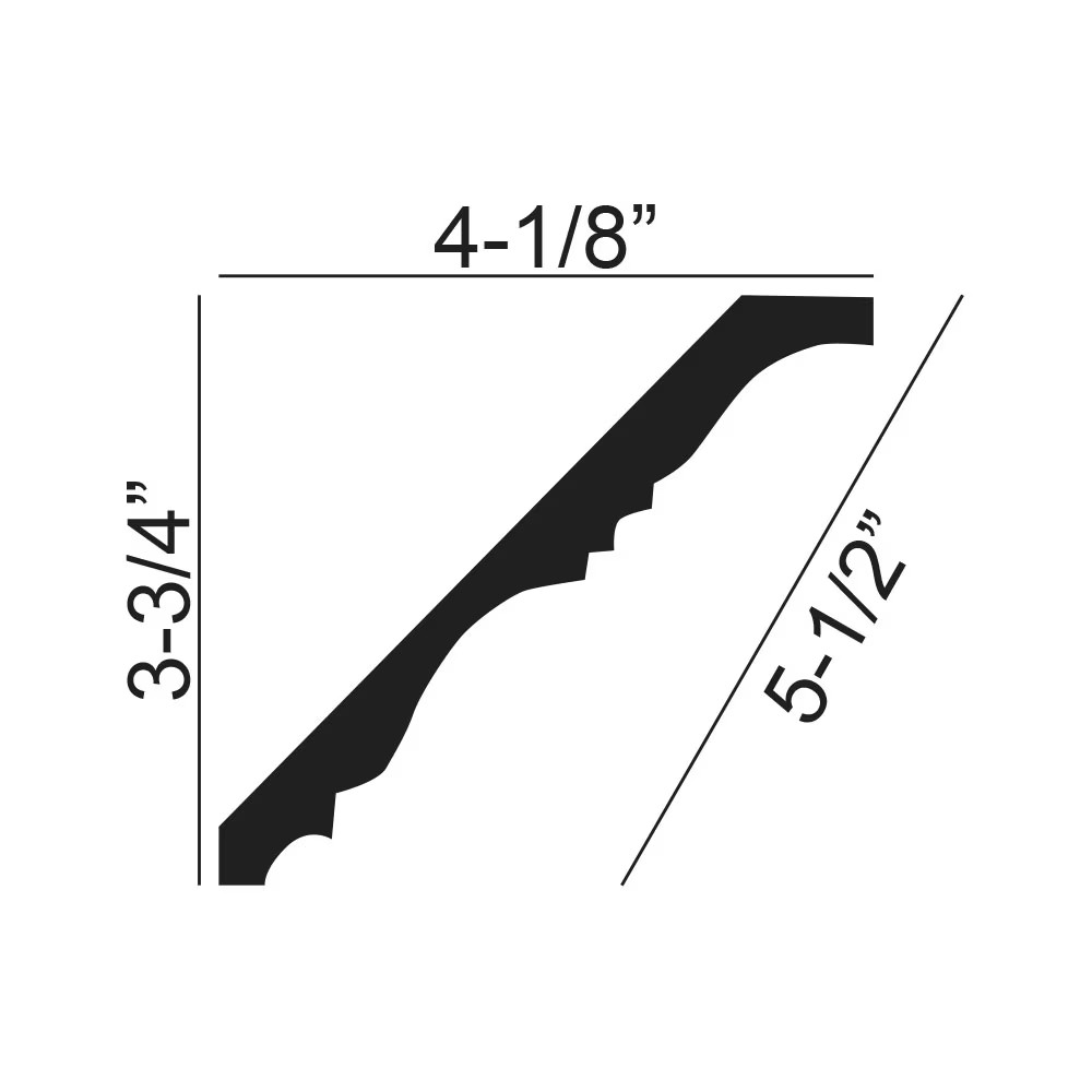 5-1/2in Face x 3-3/4in H x 4-1/8in Proj, Primed White Polyurethane, Crown