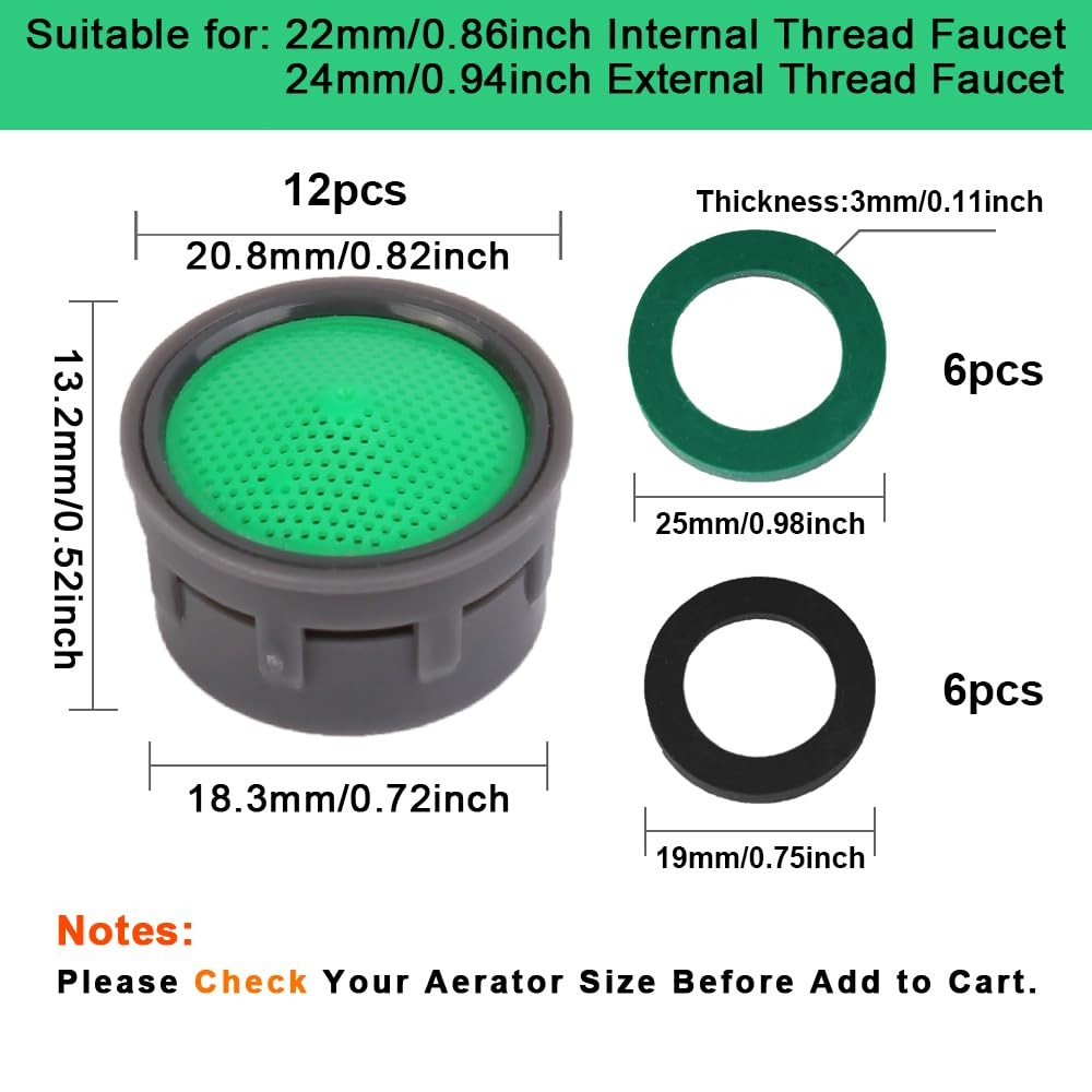 SHAP+ Faucet Aerator, Flow Restrictor Insert, Sink Aerator Replacement Green