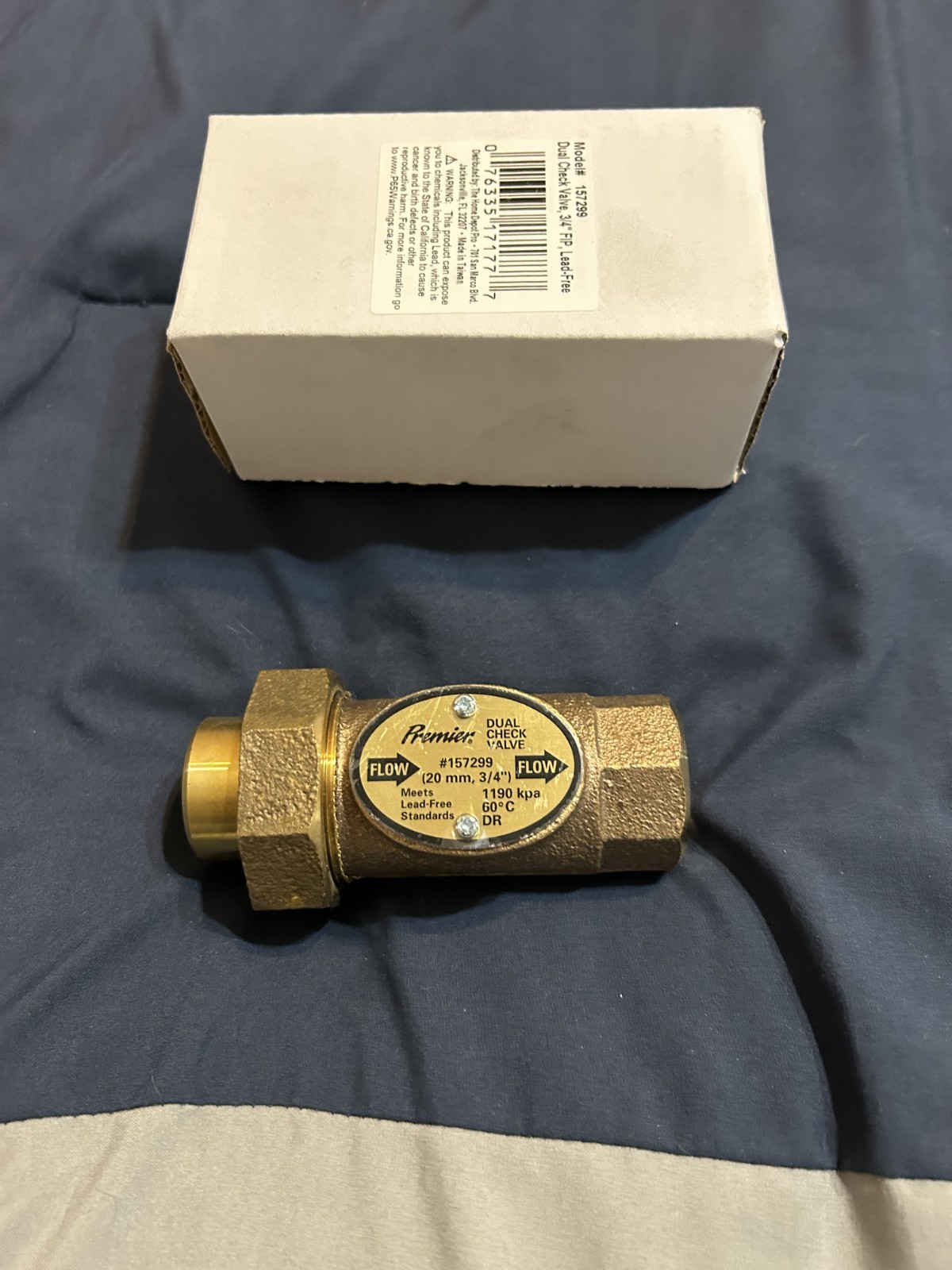 PREMIER – 157299 – 3/4 in. FIP Lead Free Dual Check Valve (21021-2 R B56) – NEW