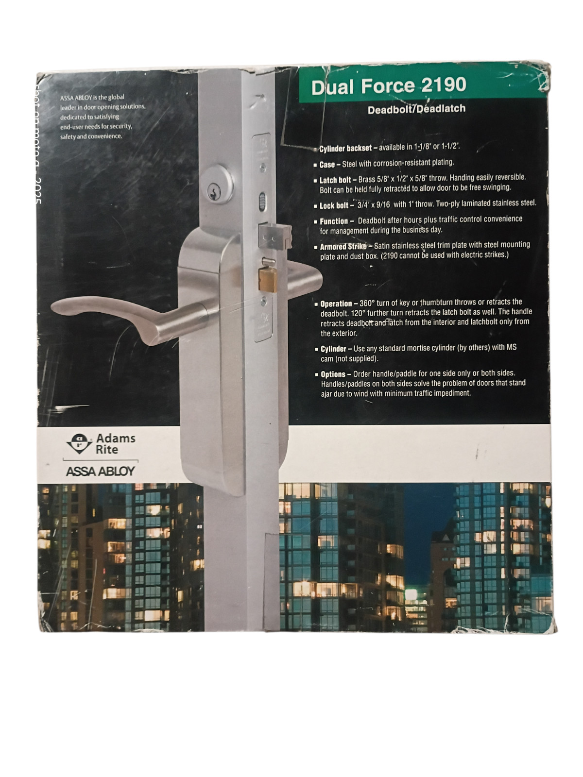 Adams Rite – 2190-411-101-10B – Dual Force Interconnected Lock, 1-1/2 Backset,