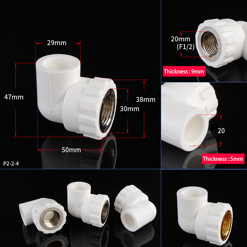 PPR Pipe Fitting 90 Degree Elbow Threaded Reducing Pipe Inner Diameter 20mm/25mm