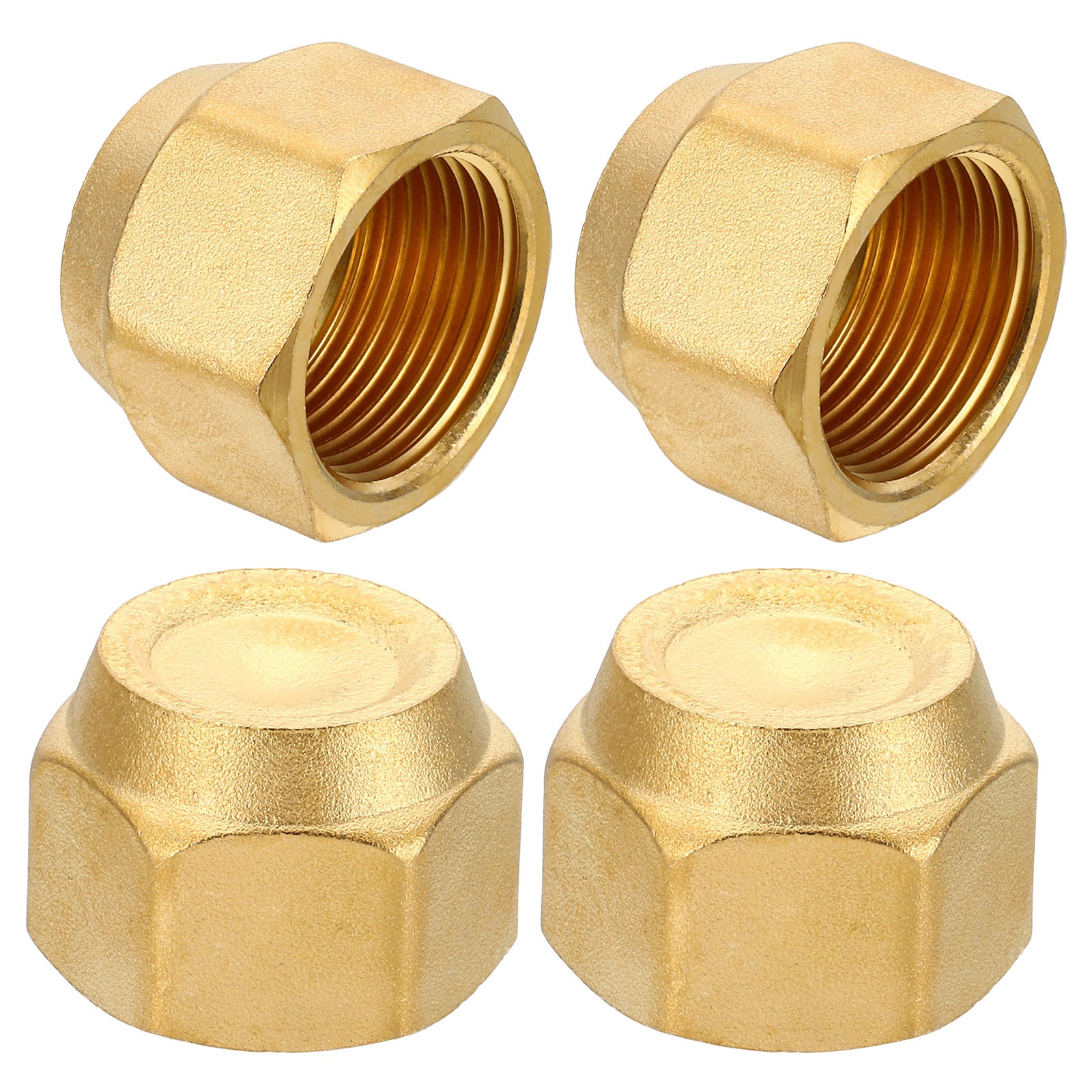 4Pcs 3/4″ Brass Flare Cap 1-1/16UNF Female Thread SAE Flare Pipe Fitting