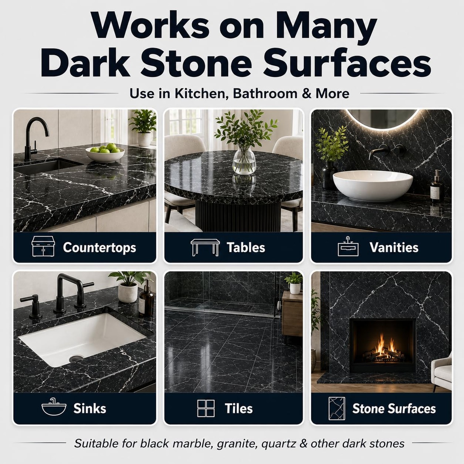 Black Quartz Countertop Repair Kit, Professional Tile, Marble and Granite Rep…