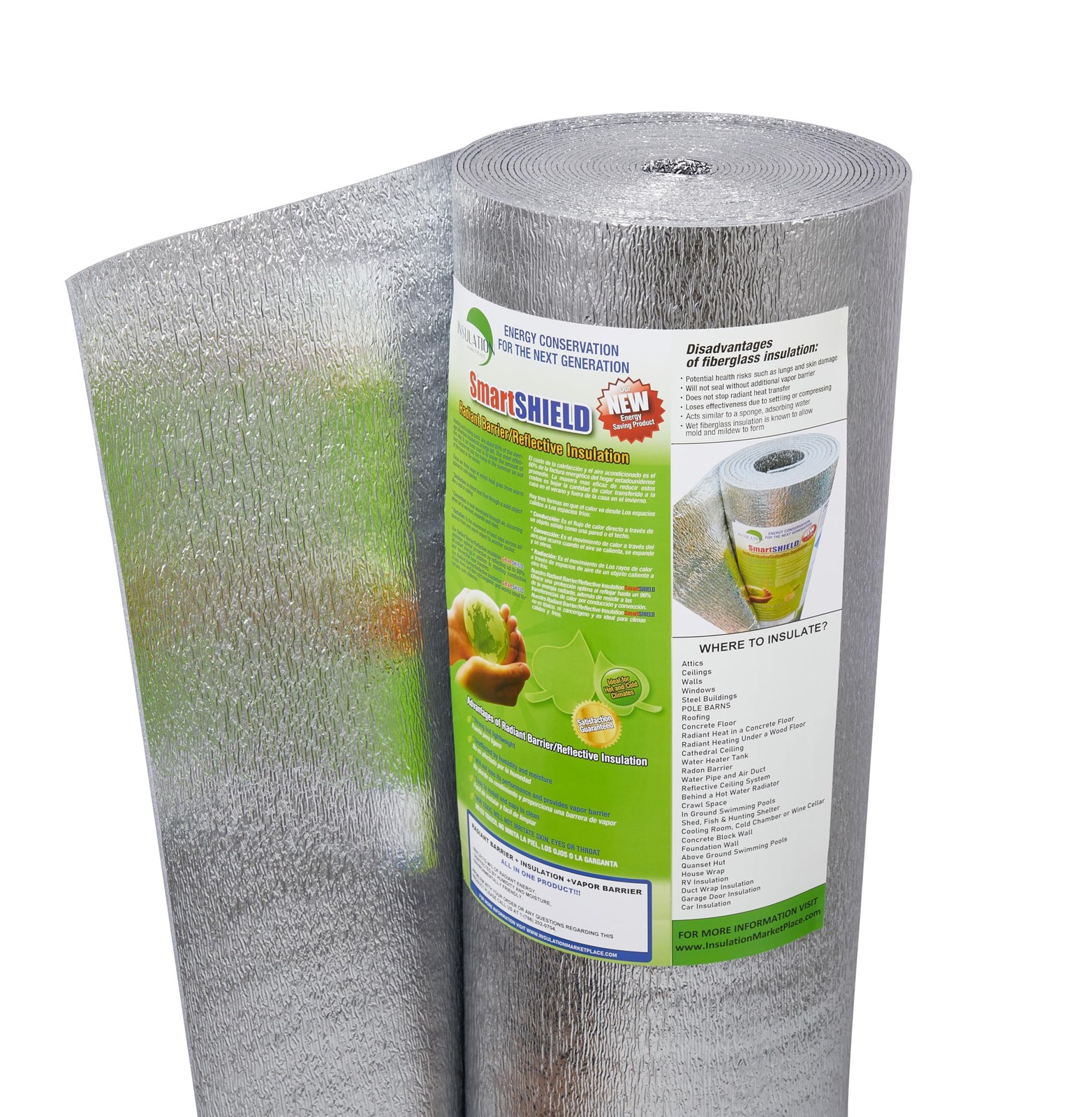 SmartSHIELD -3mm 48 Inchx50Ft Reflective Insulation roll, Foam Core Radiant B…