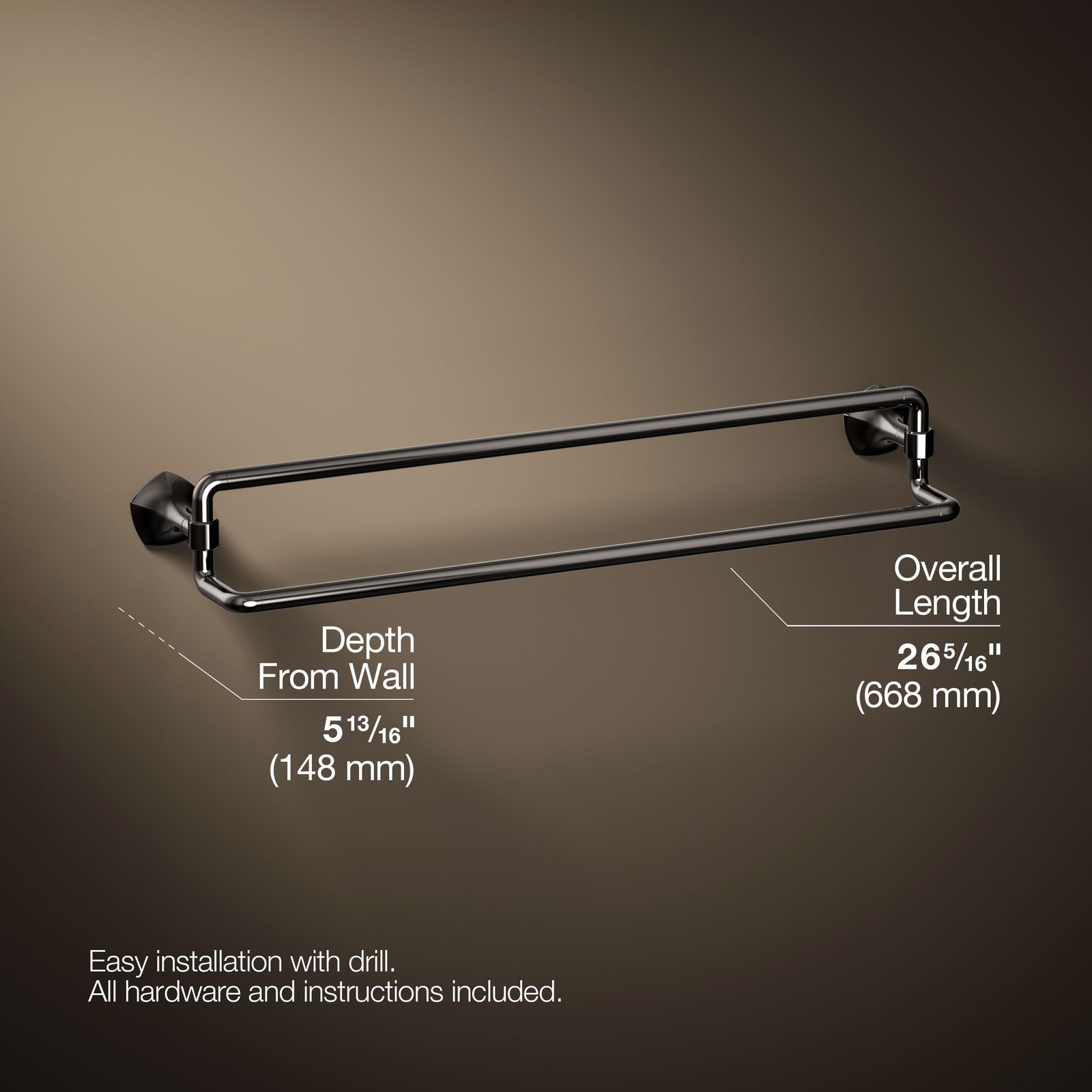 Kohler 27062-TT Occasion® 24″ Double Towel bar, Vibrant Titanium