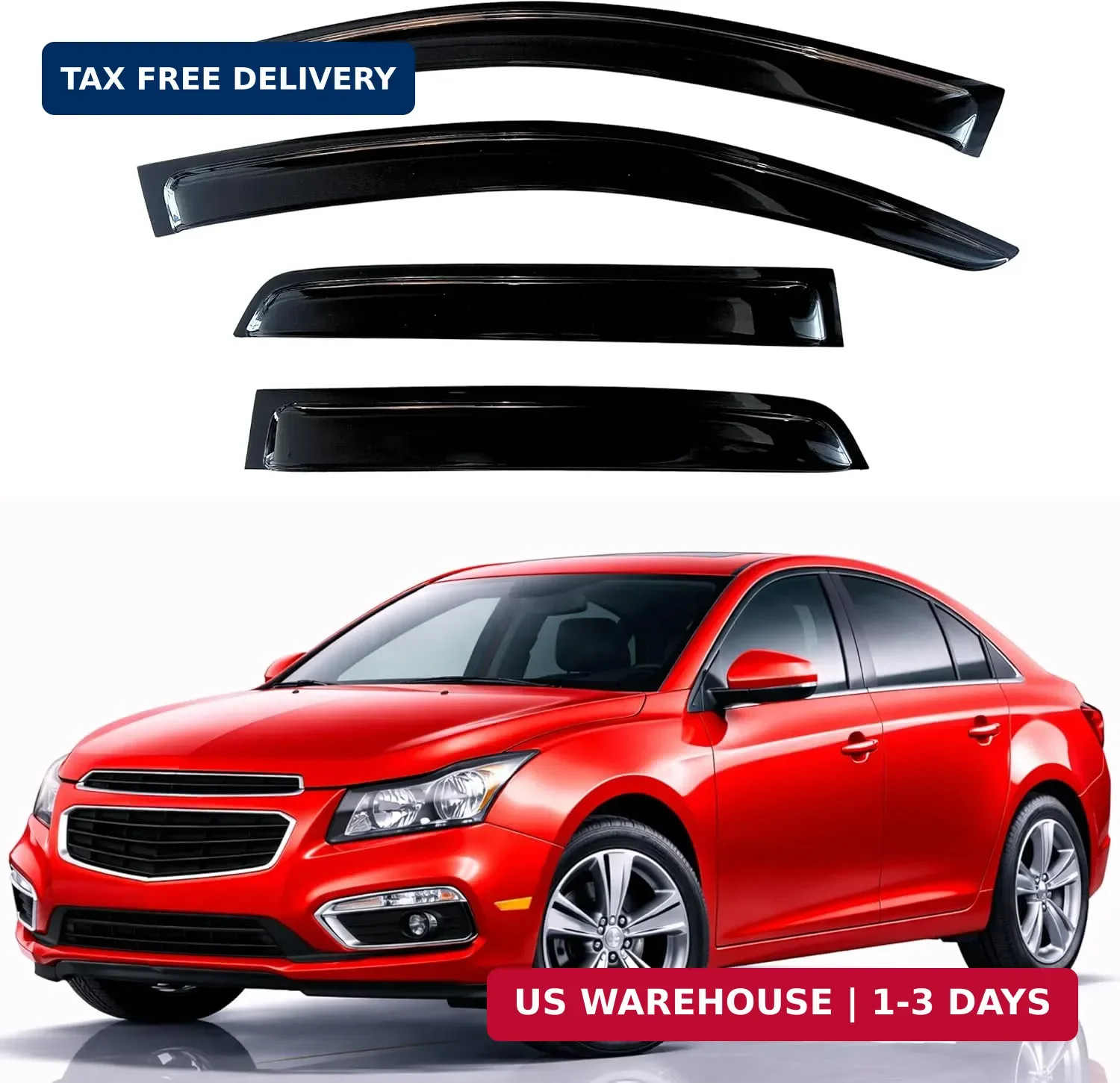 Rain Guards Fit for 2011-2015 Chevrolet Cruze, Out-Channel Window Visors Ven