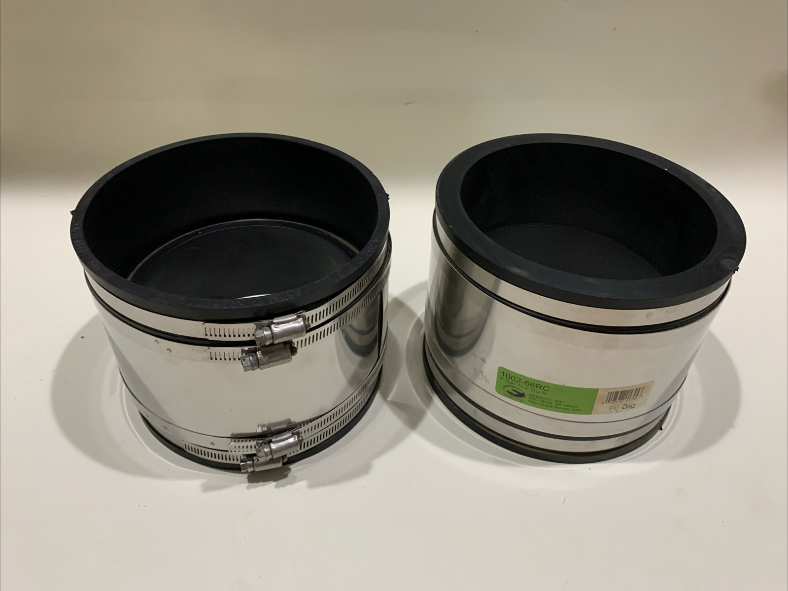2 Fernco 1002-66RC Shielded PVC Pipe Coupling Clay To Cast Iron Plastic Steel