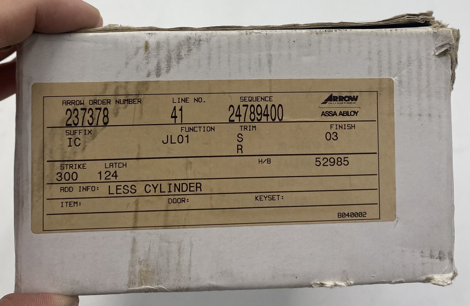 Arrow JL 01 SR 03 Lever Lock Set NO CORE/NO KEYS Brand NEW FREE SHIPPING