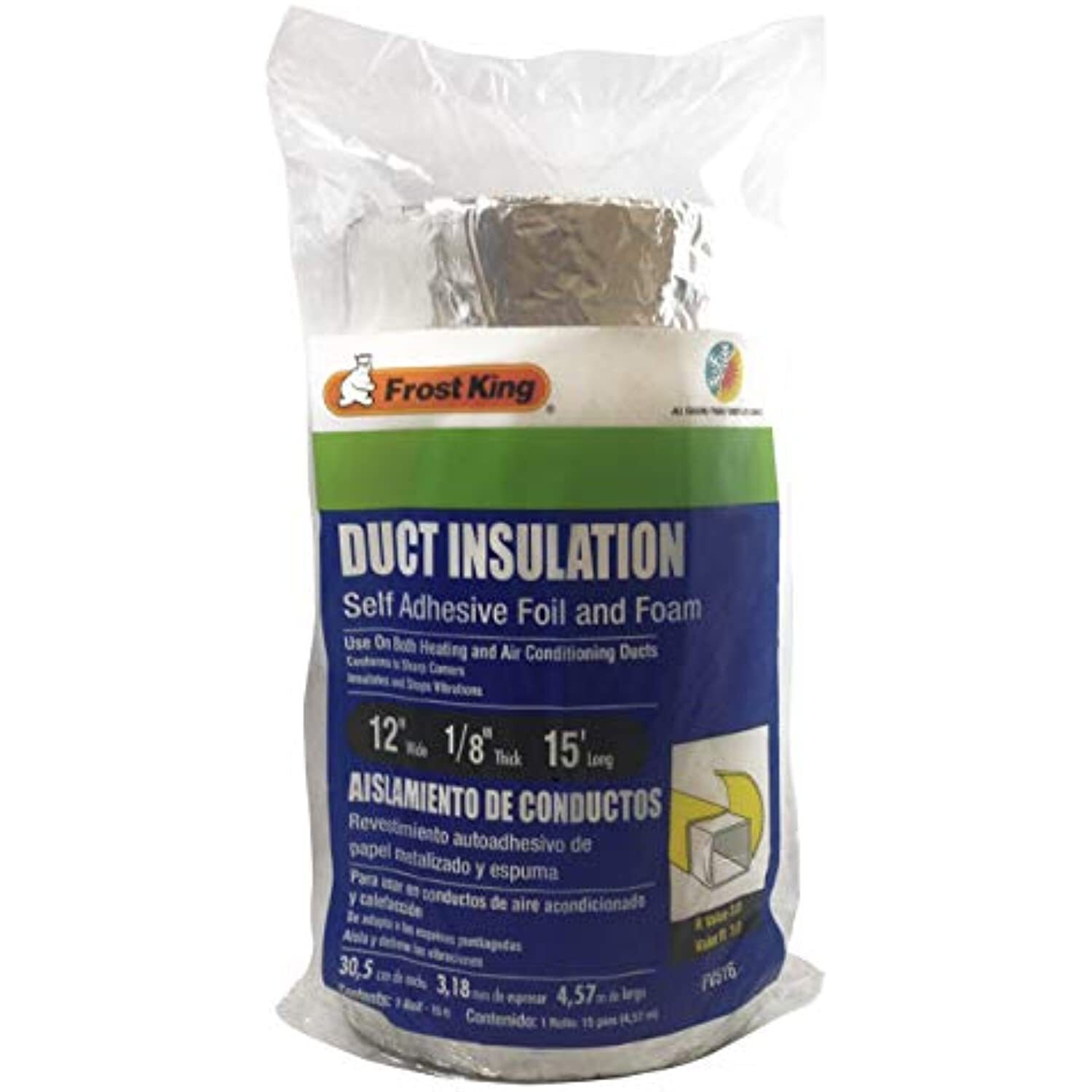 Frost King FV516 Duct Insulation & Tape, 1 1/8″ x 15 ft, White