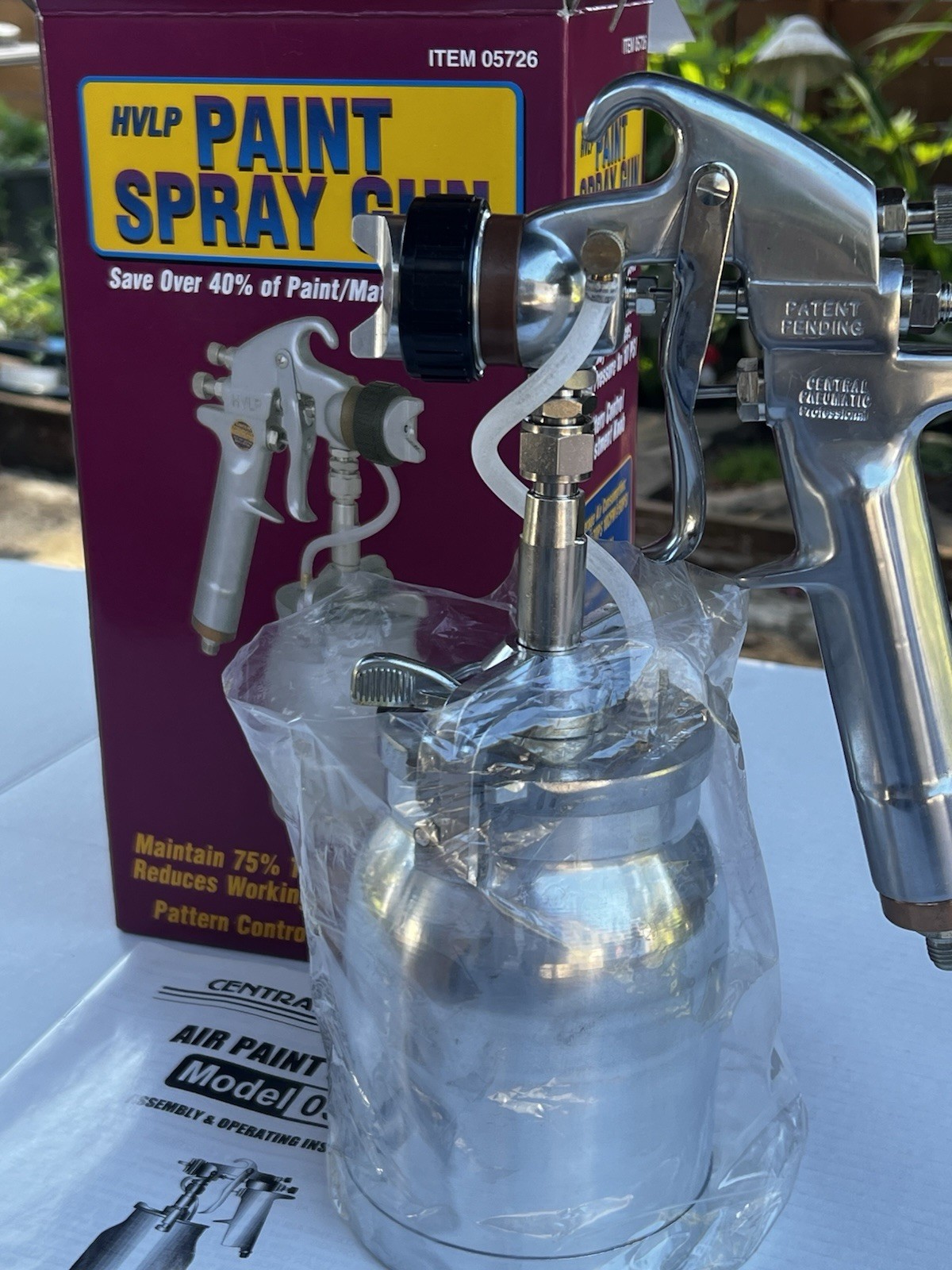 Central Pneumatic HVLP Paint Spray Gun 05726 New Open Box Professional Sprayer