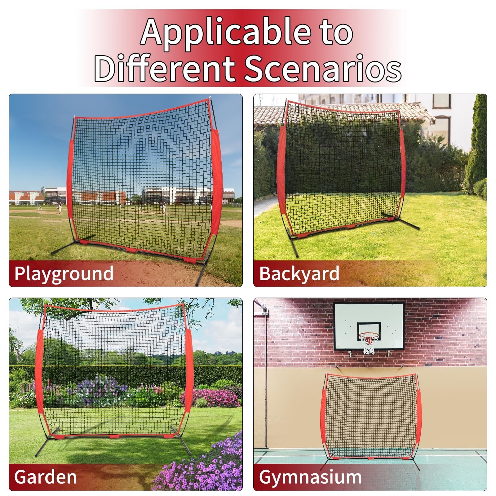 7×7/16×10/20x10ft Backstop Net, Ball Stop Net with Handbag,Fix Sports Net Bar…