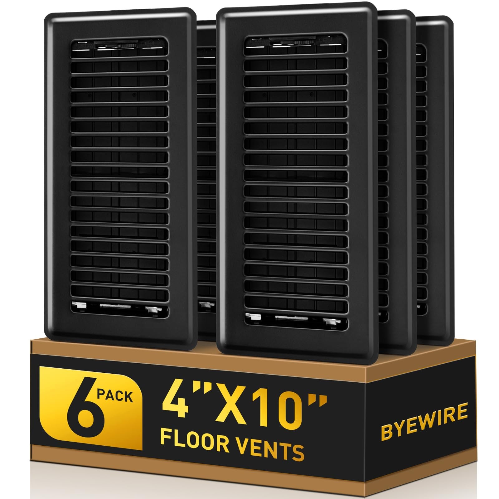Floor Register 4×10, Black 4” X 10” 6 Pack, X 6 Pack